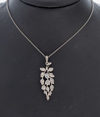 Image Diamant-Anhänger, um 1870-80, Silber gepr.,floral mit stil. Maiglöckchen, 15 ...