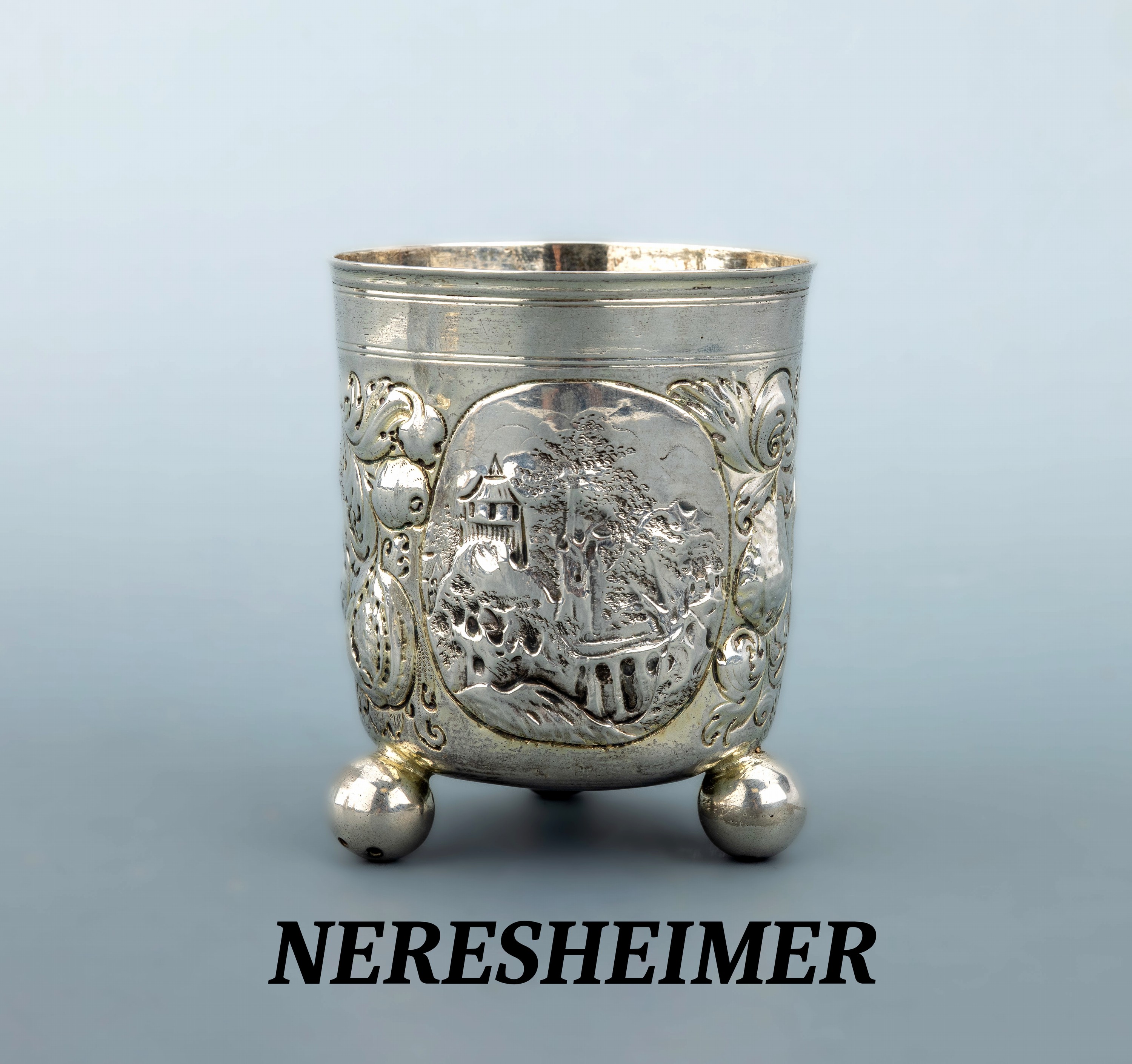 Image 27023508 - Kugelfußbecher, Hanau um 1880-1900, im Stildes Barock, Silber, reine Treibarbeit, ...