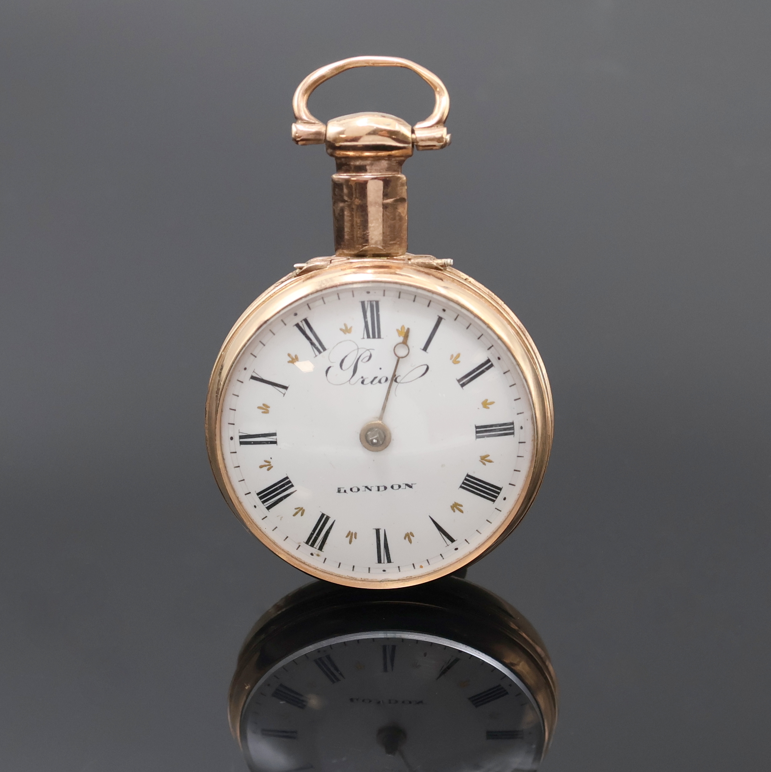 Image 27023564 - PRIOR London vergoldete Spindeltaschenuhr, um 1820, Schlüsselaufzug, glattes Geh., ...