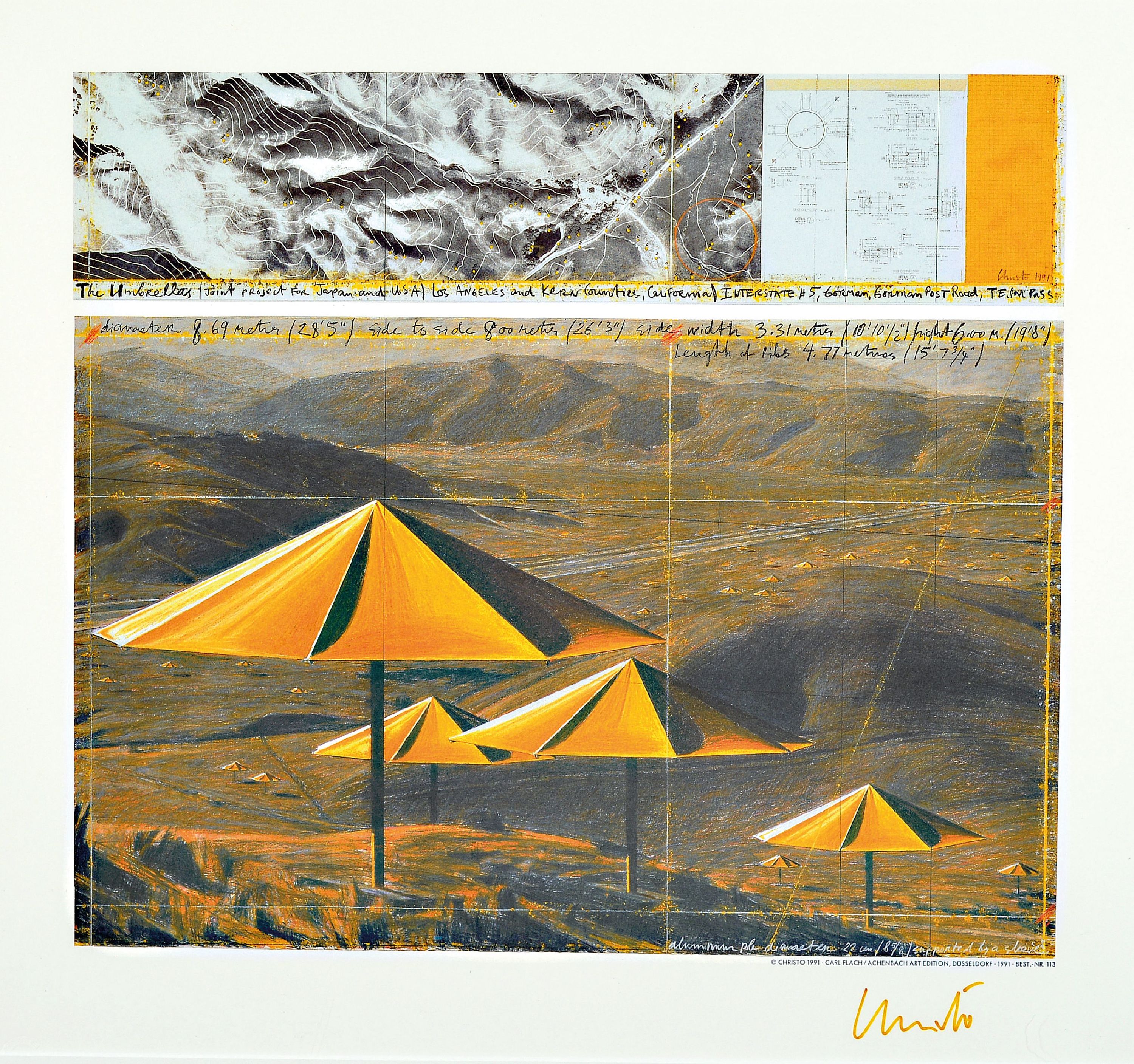 Image 27023672 - Christo, 1935-2020, ´The Umbrellas´, Offsetlithografie auf dünnem Karton, Achenbach Art ...