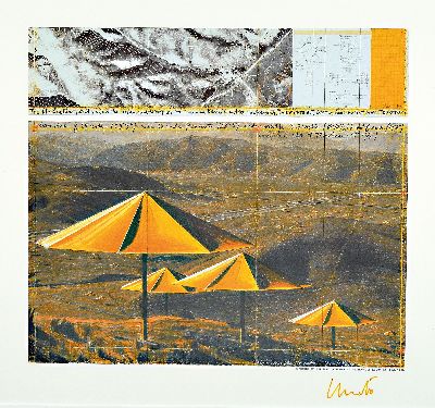 Image Christo, 1935-2020, #´The Umbrellas#´, offset lithograph on thin cardboard, Achenbach Art ...