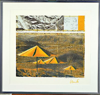 27023672k - Christo, 1935-2020, ´The Umbrellas´, Offsetlithografie auf dünnem Karton, Achenbach Art ...