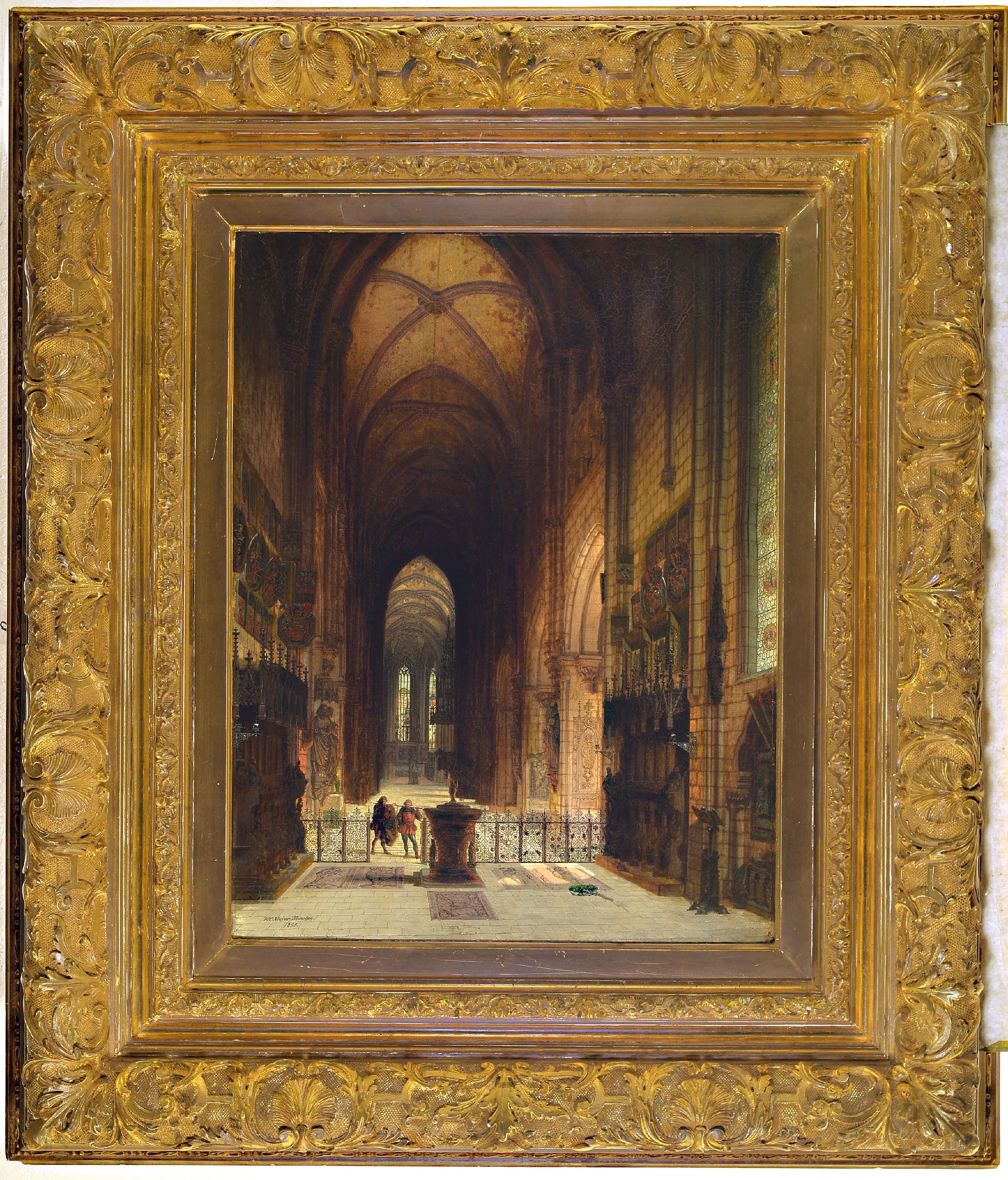 Detail k: Prof. Friedrich Carl Mayer, 1824 Tölz-1903 München, Sebalduskirche in Nürnberg, Hauptansicht von der sog. Löffelholzkapelle im Westchor aus ...