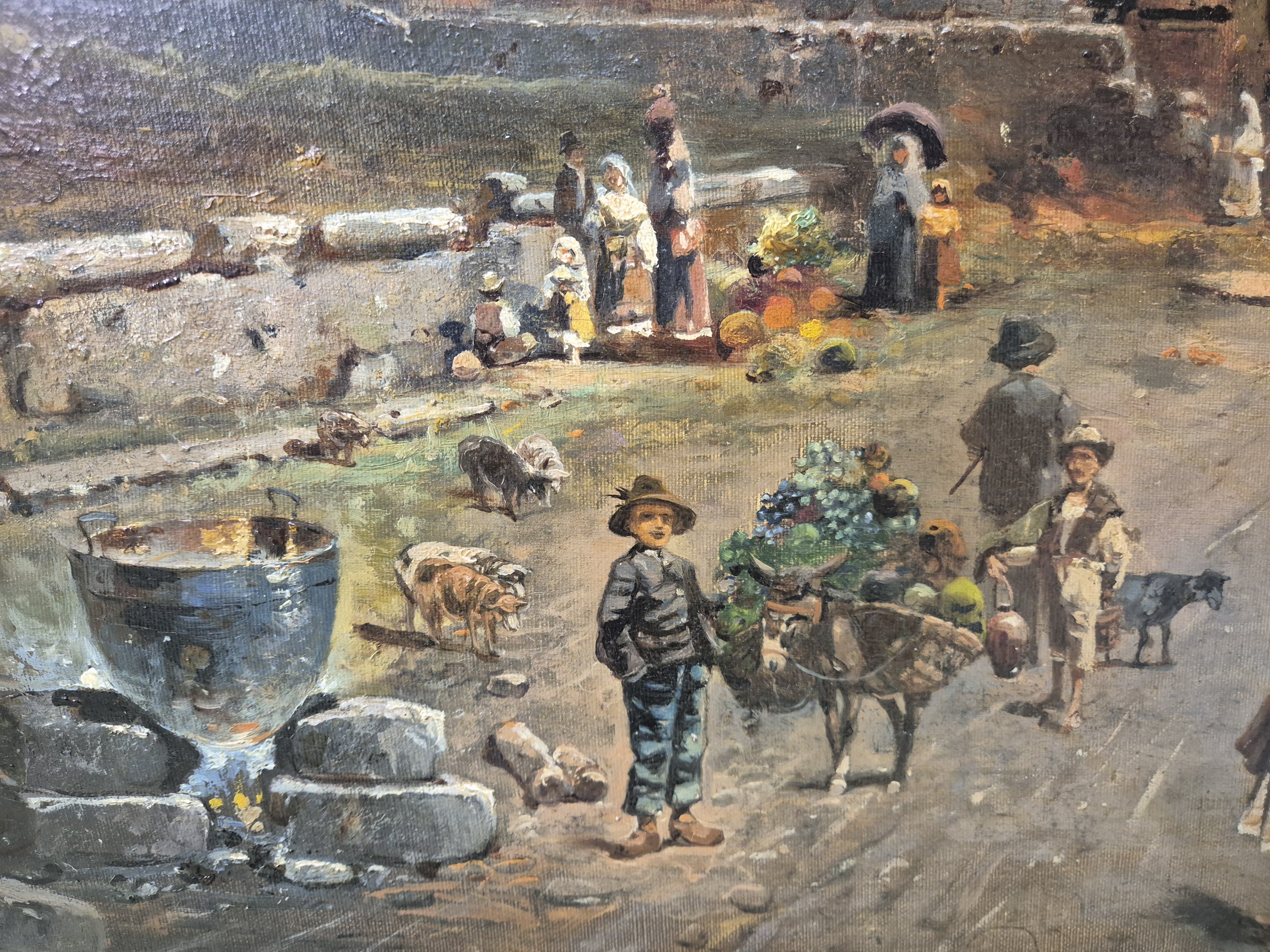 Detail a: Robert Alott, 1850 Graz-1910 Wien, römische Stadtlandschaft, Blick auf das abendlich glühende Kolosseum, im Hintergrund der stilisierte Titusbogen, ...
