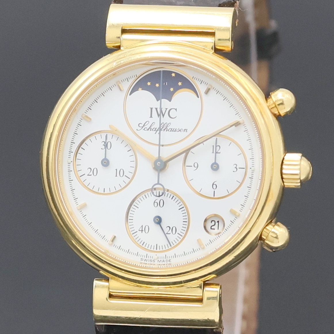 Detail a: IWC Da Vinci Damenarmbanduhr in GG 750/000 Referenz 3736 mit Chronograph und Mondphase, Schweiz um 2000, quarz, 2-teil. Gehäuse, Boden aufgedr., ...