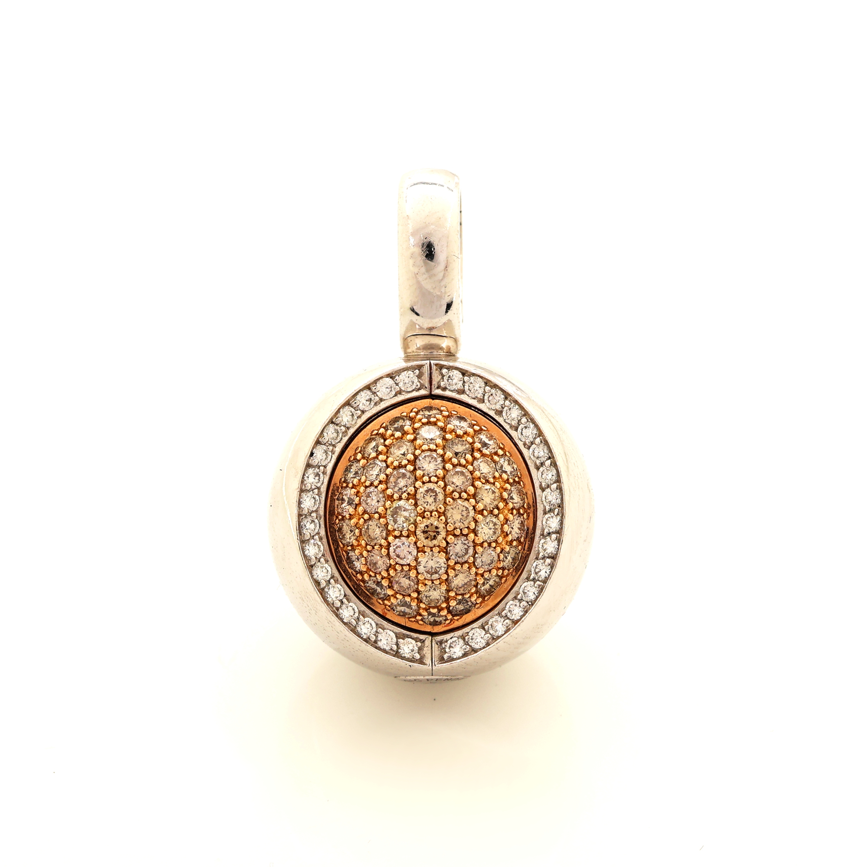 Detail a: 18 kt Gold JÖRG HEINZ Brillant-"Magic Pendant", WG/GG 750/000, pol., Innenkugel drehbar, 1 x WG pol. mit Brillant ca. 0.15 ct feines ...
