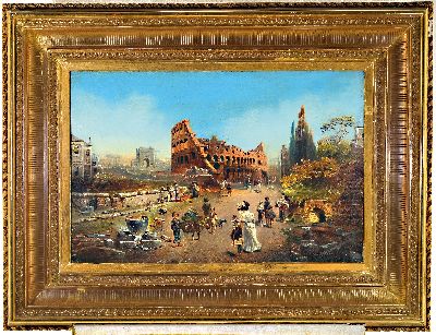 27023758k - Robert Alott, 1850 Graz-1910 Wien, römische Stadtlandschaft, Blick auf das abendlich ...