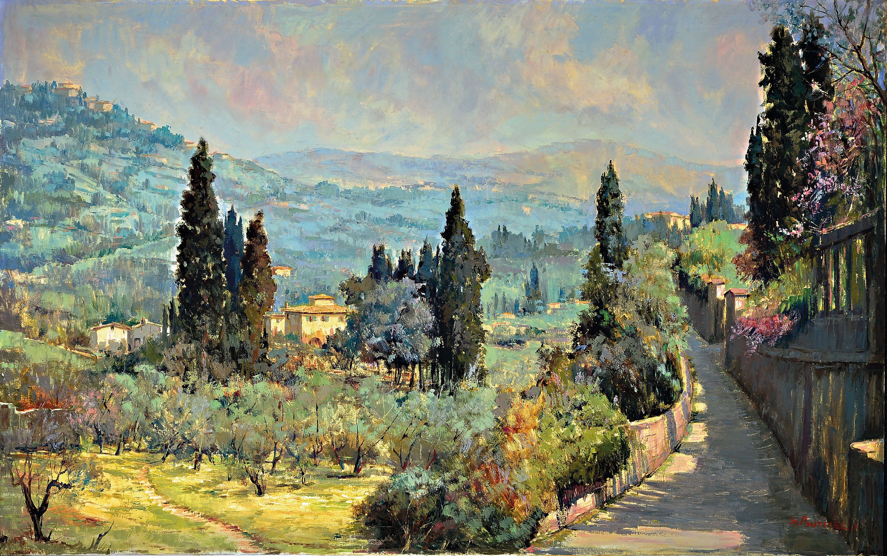 Image 27023847 - Gracco Ponticelli, 1908-1980, ´Campagna Toscana - S. Domenico´, rechts unten signiert, ...