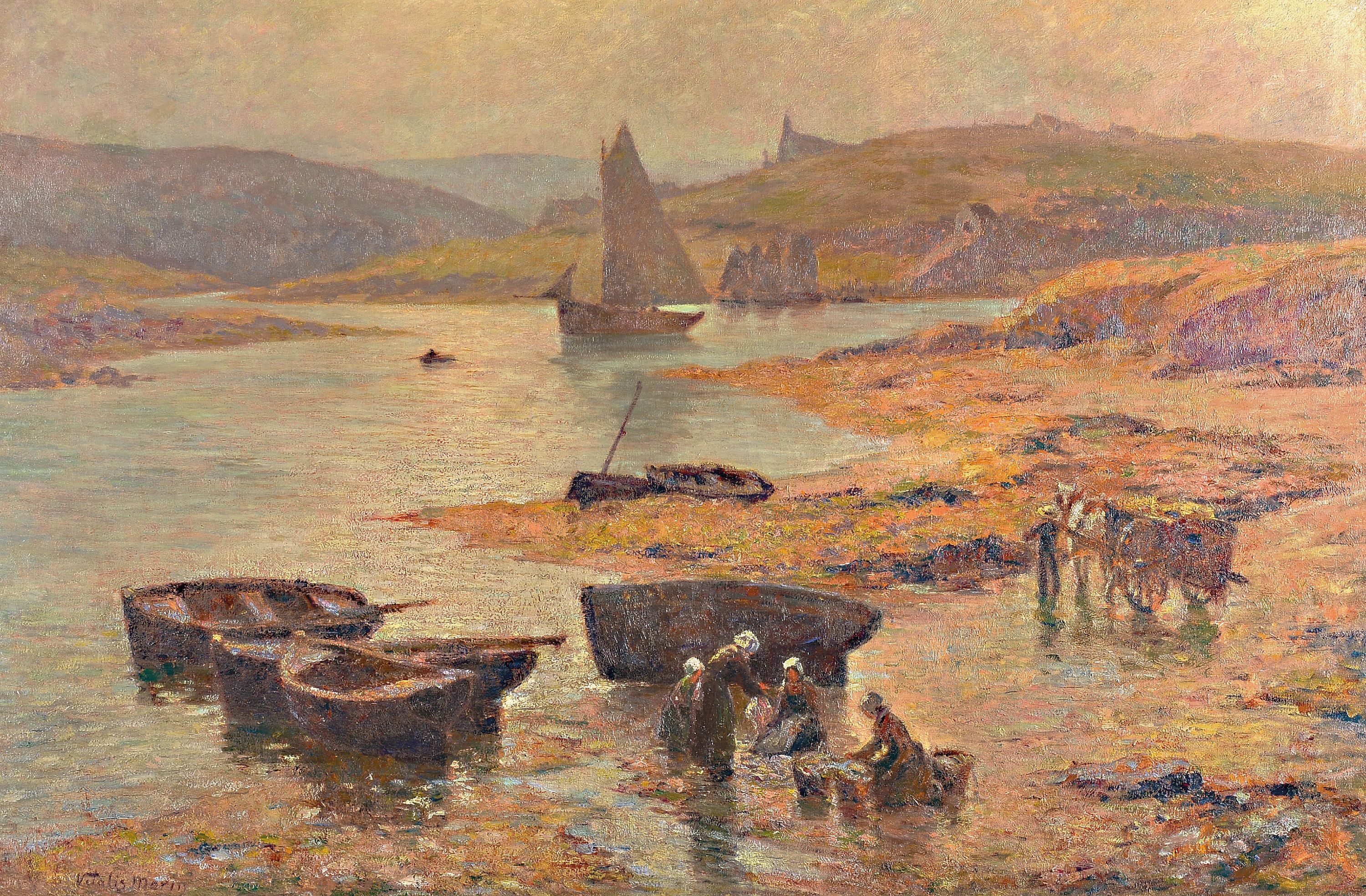 Image 27023884 - Vitalis Morin, 1867-1936, französischer Künstler, Küstenlandschaft in der Bretagne ...