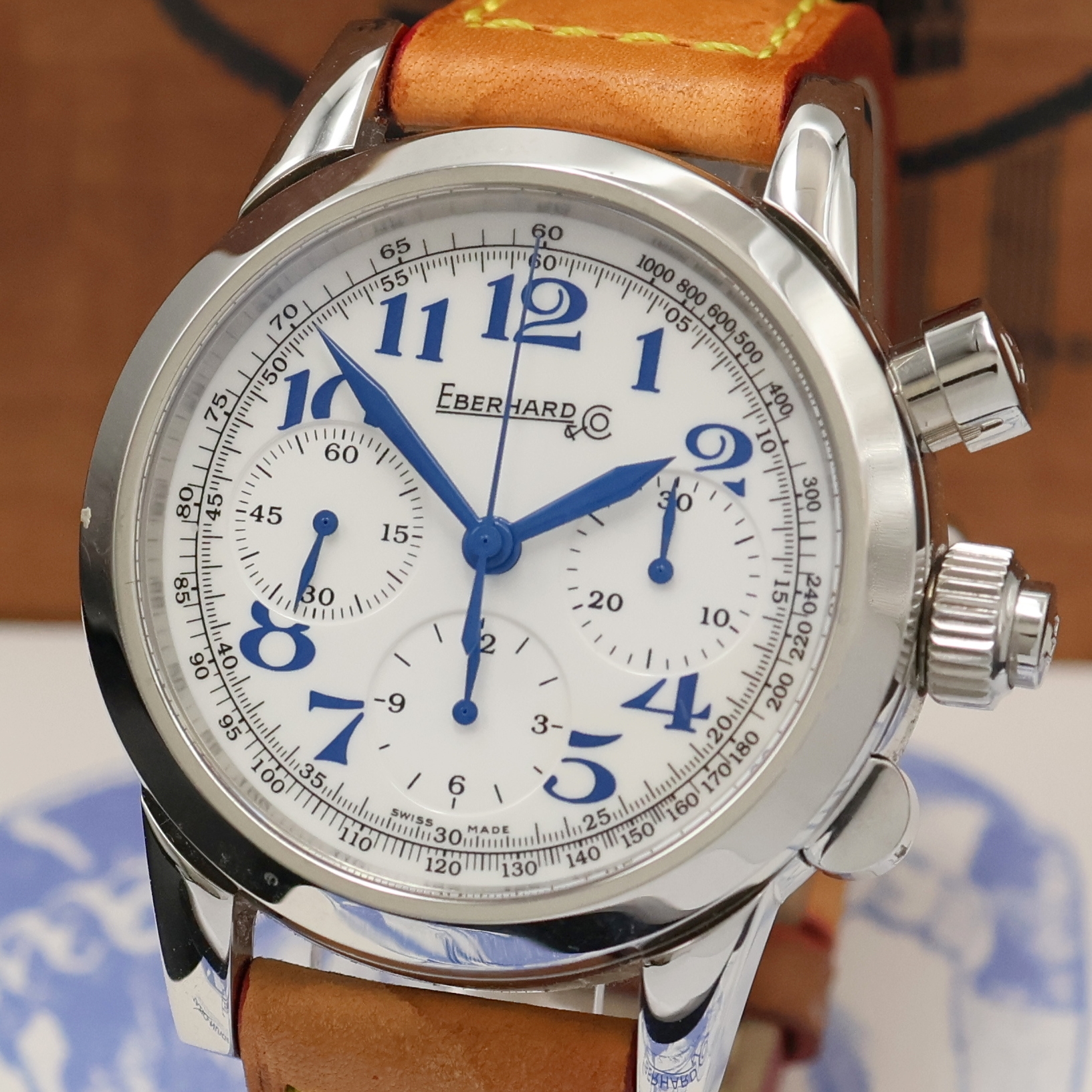 Detail a: EBERHARD & CO Armbandchronograph Tazio Nuvolari Vanderbuilt Cup Referenz 31045, Schweiz verk. lt. beil. Pap. 05/2009, Automatik, beids. vergl. ...