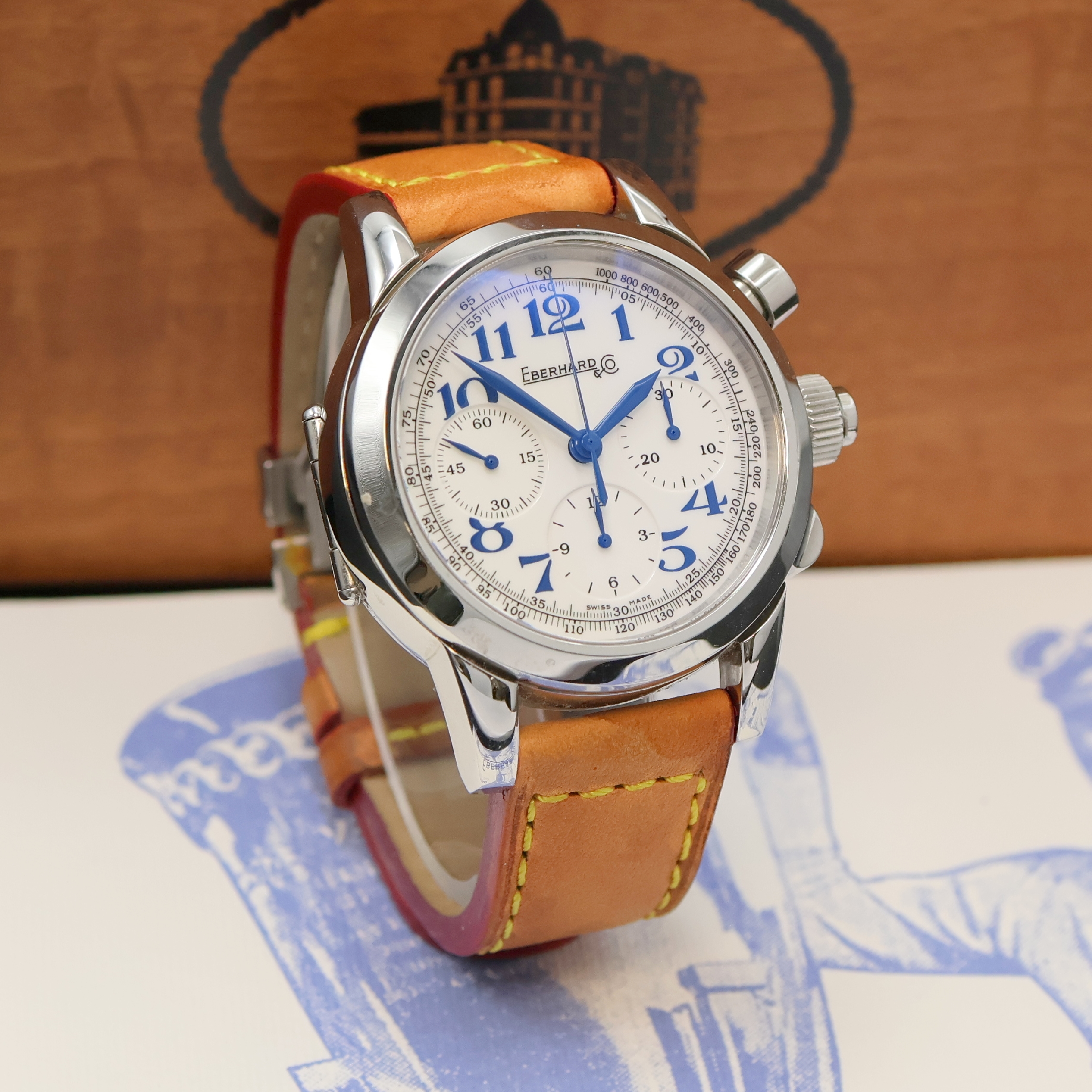 Detail b: EBERHARD & CO Armbandchronograph Tazio Nuvolari Vanderbuilt Cup Referenz 31045, Schweiz verk. lt. beil. Pap. 05/2009, Automatik, beids. vergl. ...