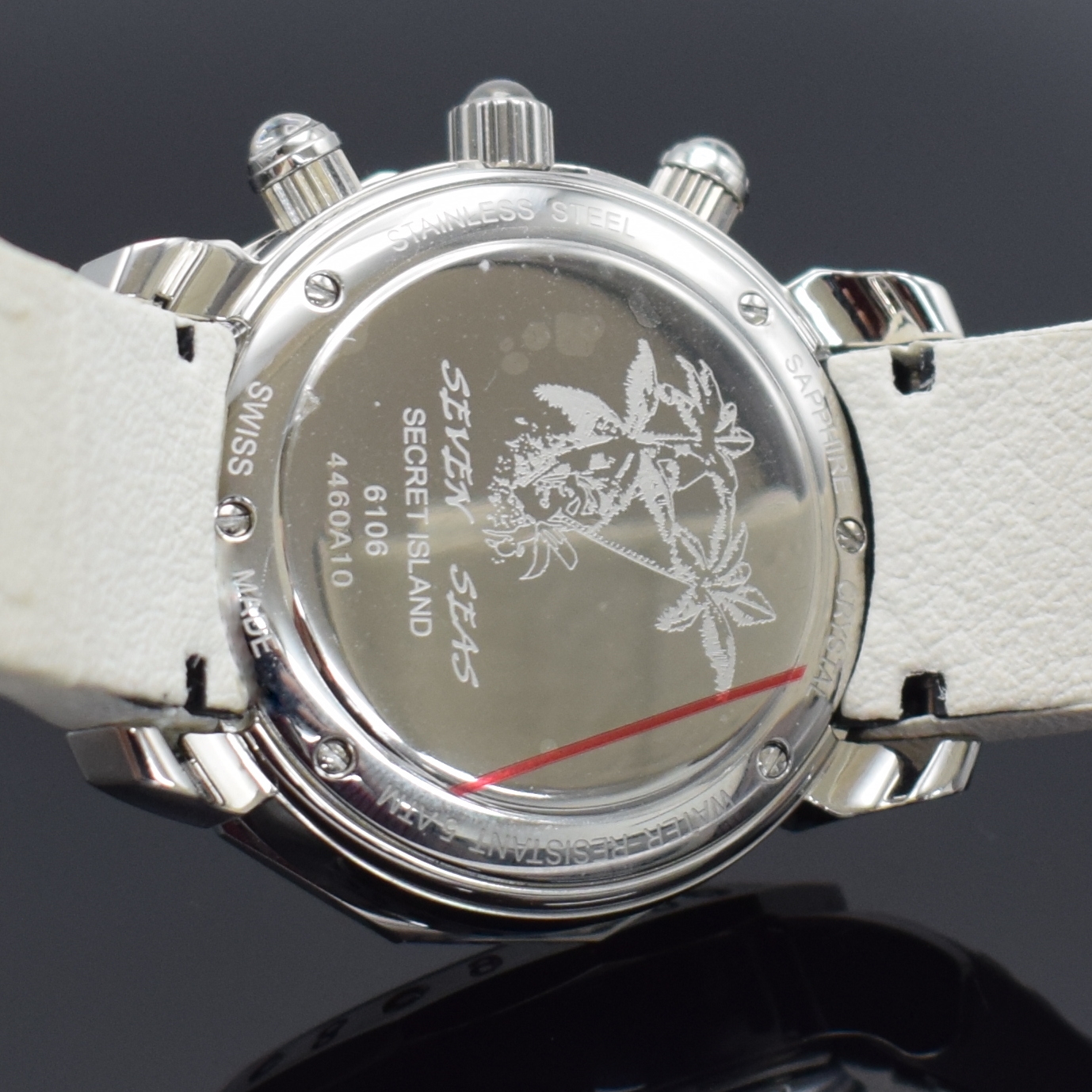 Detail f: CIMIER 3 Damenchronographen aus der Serie Seven Seas in Edelstahl Referenz 6106, Schweiz um 2010, quarz, massives Geh., Boden 6-fach verschr., ...