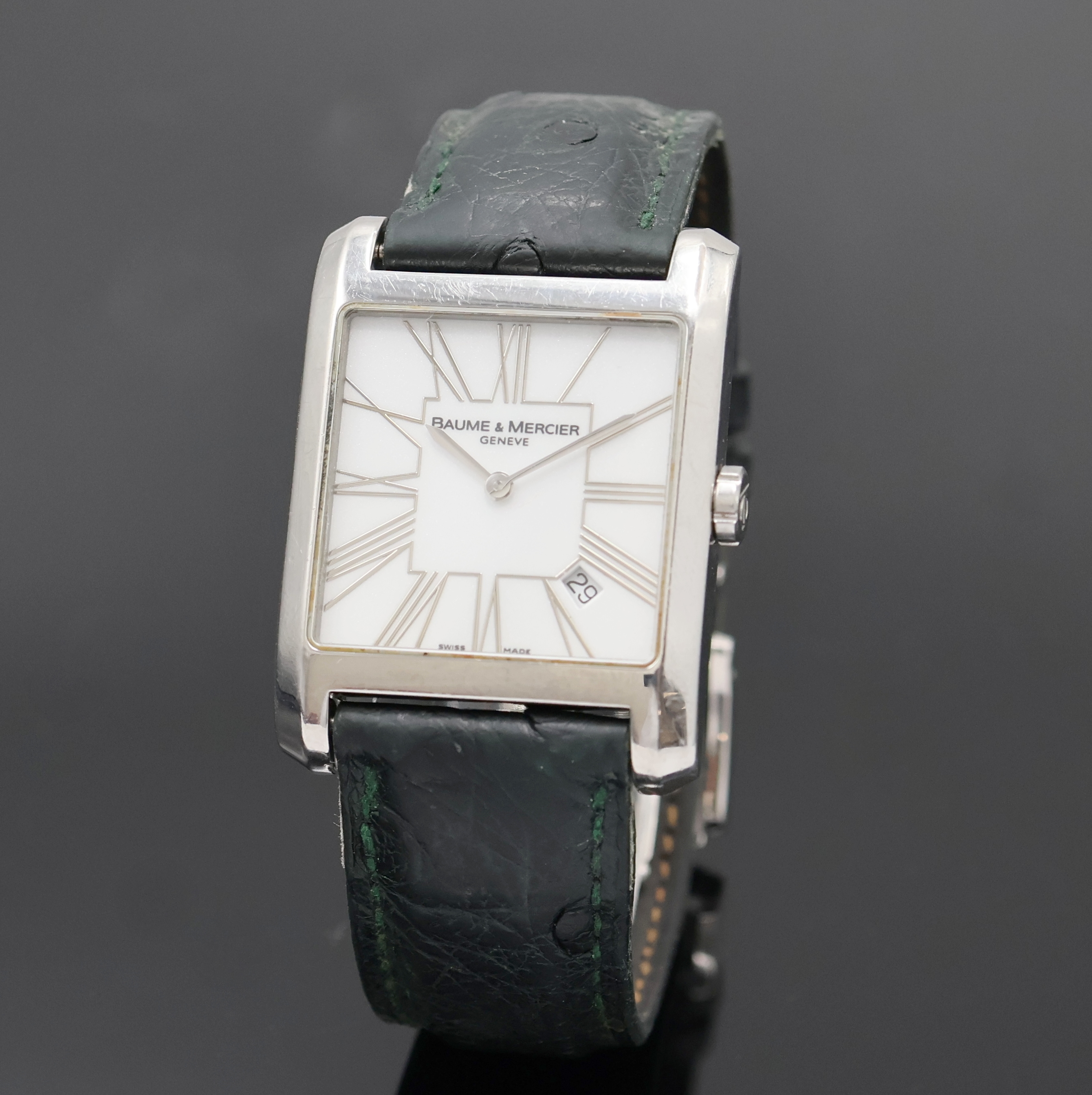 Image 27023973 - BAUME & MERCIER rechteckige Armbanduhr in Stahl, Schweiz um 2010, quartz, 4-fach ...