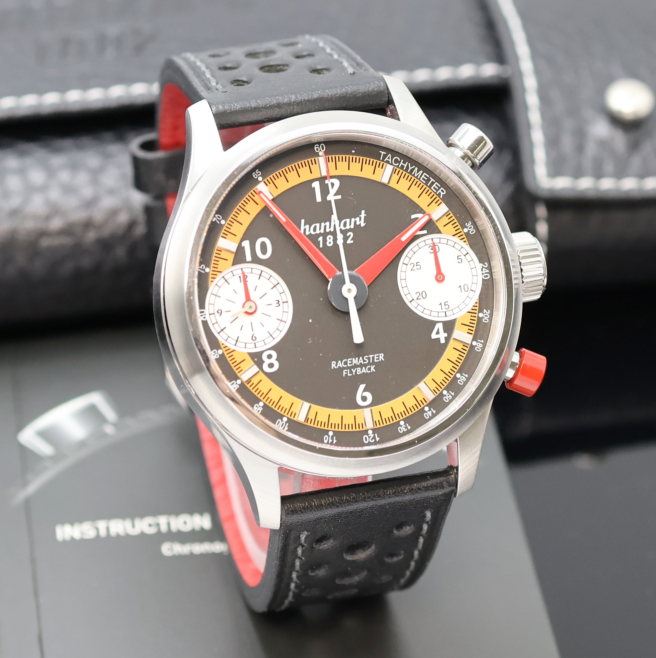 Detail b: HANHART Pioneer Racemaster GTF Flyback Herrenchronograph Referenz 738.630, Deutschland verk. lt. beil. Pap. 04/2015, Automatik, Edelstahlgeh. inkl. ...