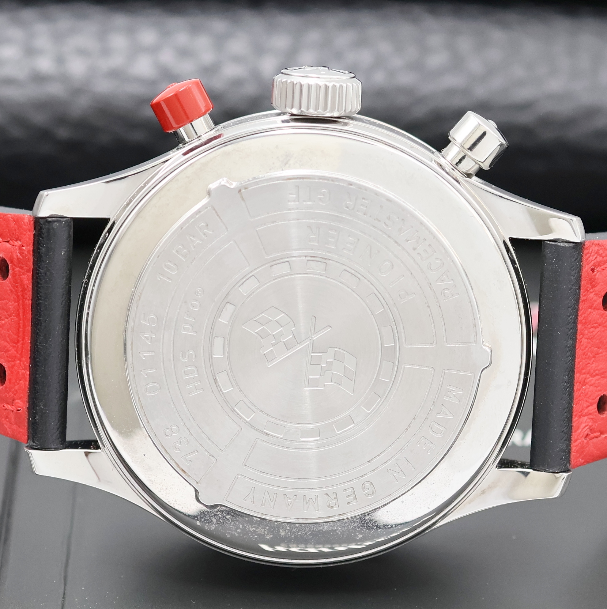Detail e: HANHART Pioneer Racemaster GTF Flyback Herrenchronograph Referenz 738.630, Deutschland verk. lt. beil. Pap. 04/2015, Automatik, Edelstahlgeh. inkl. ...
