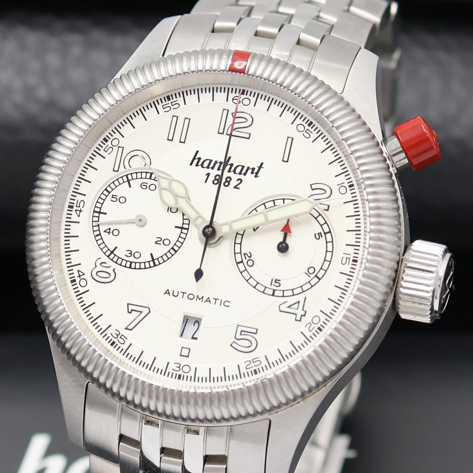 Detail a: HANHART Pioneer MonoControl Armbandchronograph Referenz 723.220, Deutschland verk. lt. beil. Garantie 04/2012, Automatik, Edelstahlgeh. inkl. orig. ...