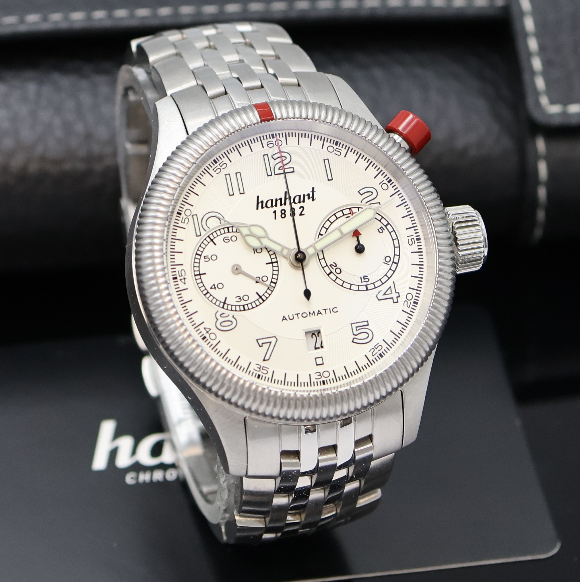 Detail b: HANHART Pioneer MonoControl Armbandchronograph Referenz 723.220, Deutschland verk. lt. beil. Garantie 04/2012, Automatik, Edelstahlgeh. inkl. orig. ...