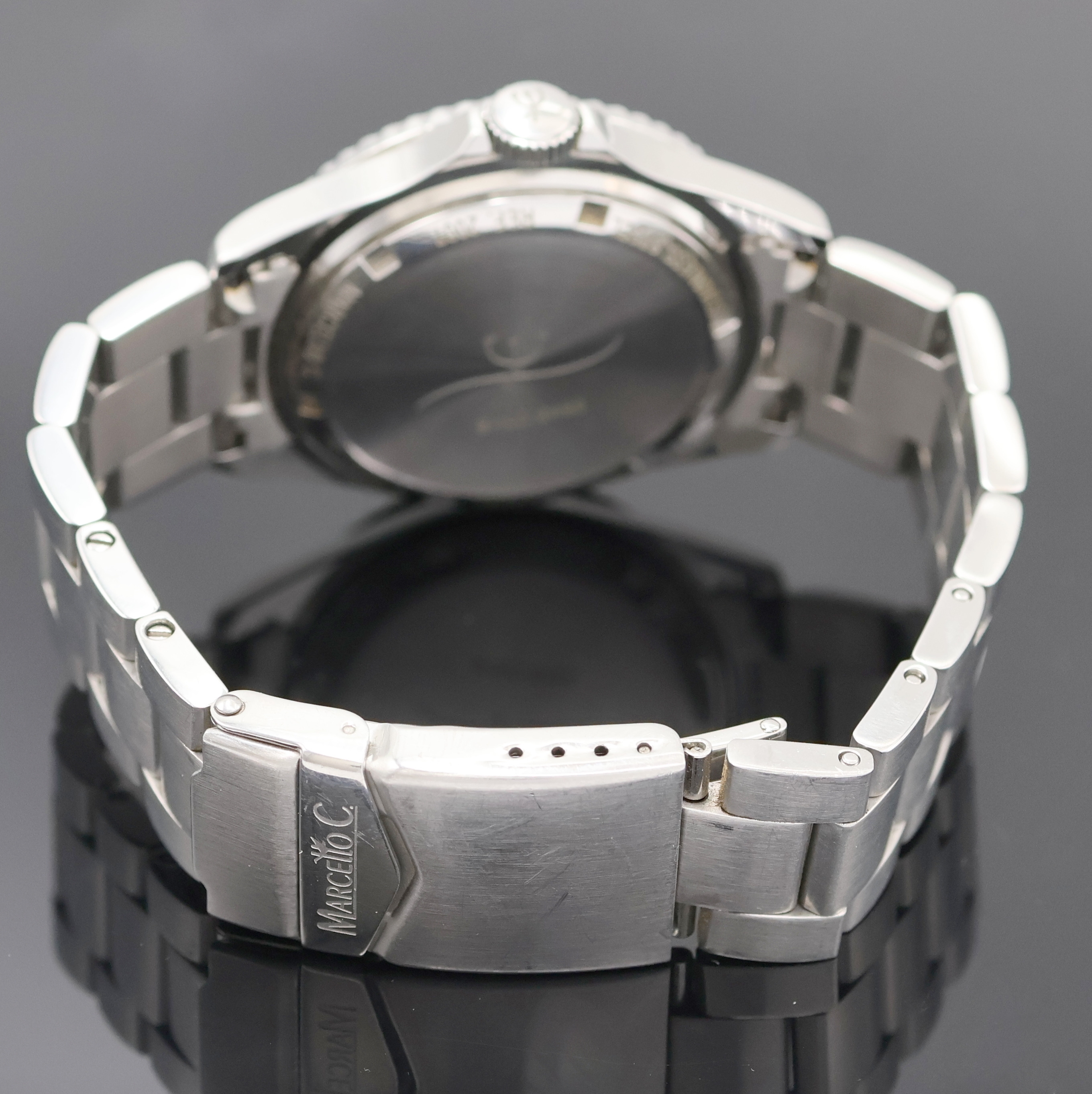 Detail c: MARCELLO C Herrenarmbanduhr Nettuno 3 in Stahl Referenz 2007, Schweiz um 2010, Automatik, orig. Gliederband m. Faltschl., Boden u. Krone verschr., ...