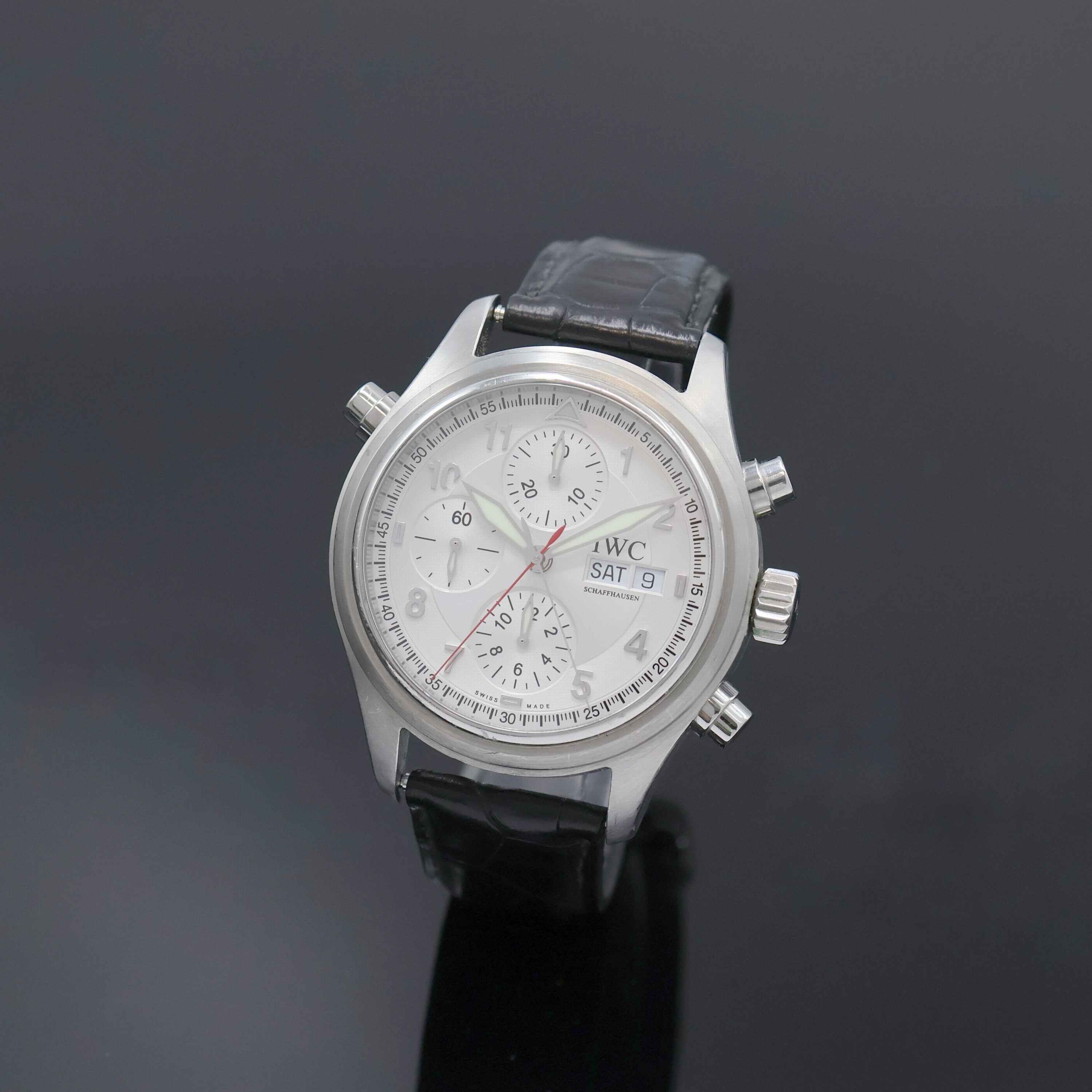 Image 27023991 - IWC Der Doppelchronograph in Stahl Referenz 3713, Schweiz um 2000, Automatik, Boden u. ...