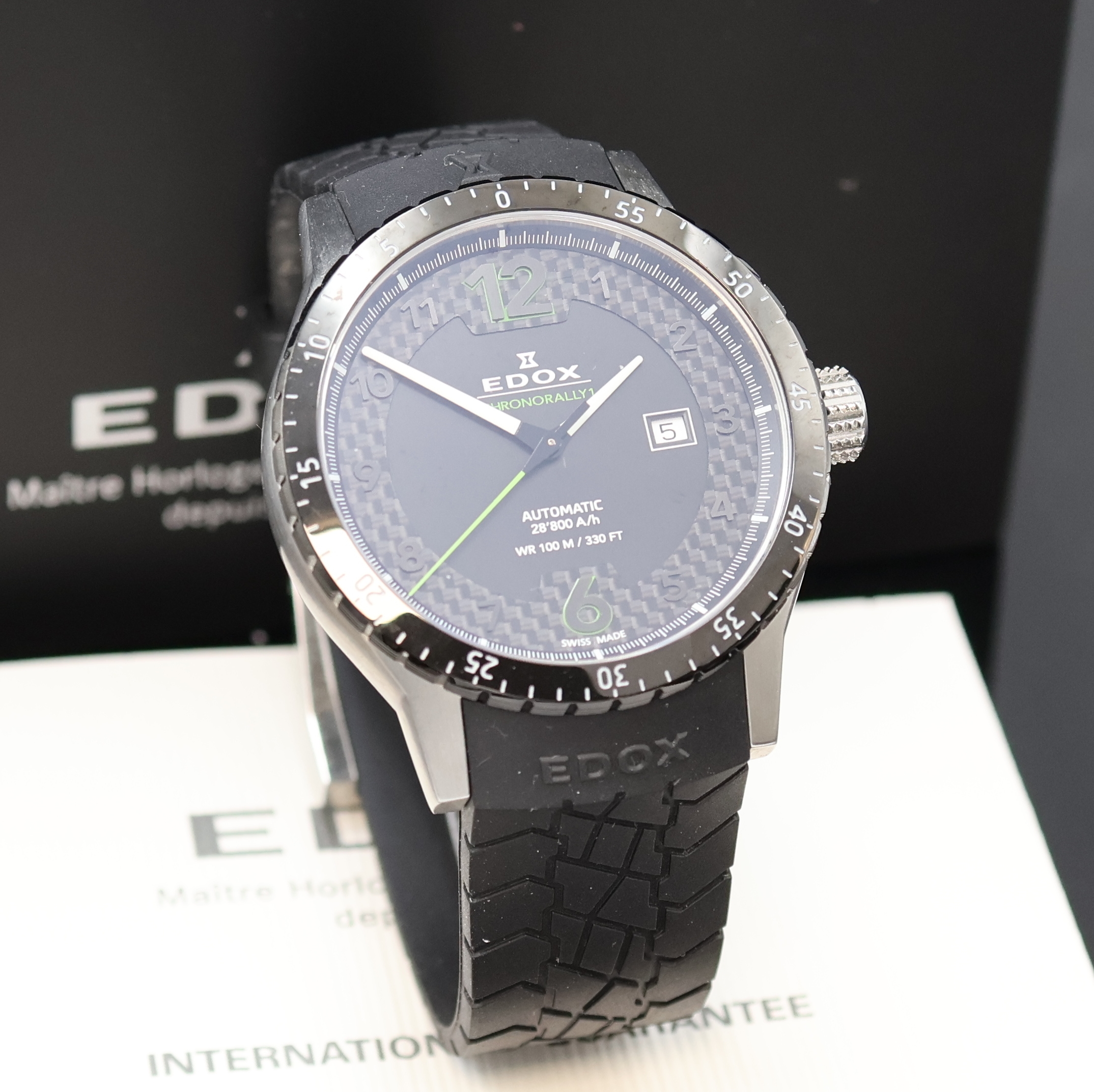 Detail b: EDOX Chronorally 1 Herrenarmbanduhr Referenz 80094, Schweiz verk. lt. beil. Pap. 10/2013, Automatik, beids. vergl. Stahlgeh., Boden verschr., ...