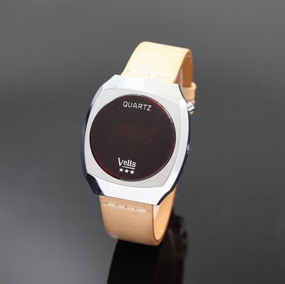 27023976a - VELIS Herrenarmbanduhr mit LED-Anzeige in Stahl, Schweiz um 1975, quarz, Boden aufgedr., ...