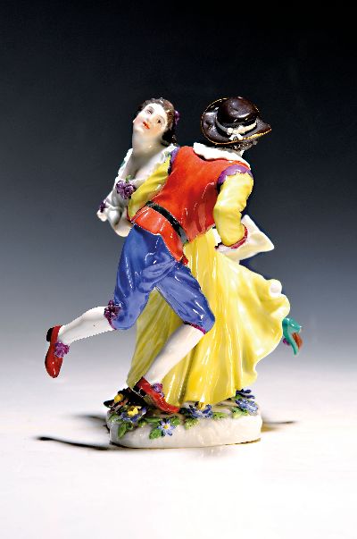 Image Porzellangruppe, Meissen, tanzendes Bauernpaar, Modellnr. 917, 20. Jh., Entwurf Johann ...