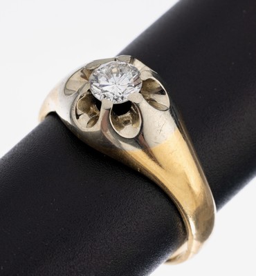 Image 18 kt Gold Brillant-Ring, GG/WG 750/000, inWG gefasster Brillant ca. 0.60 ct Weiß/p1, ...