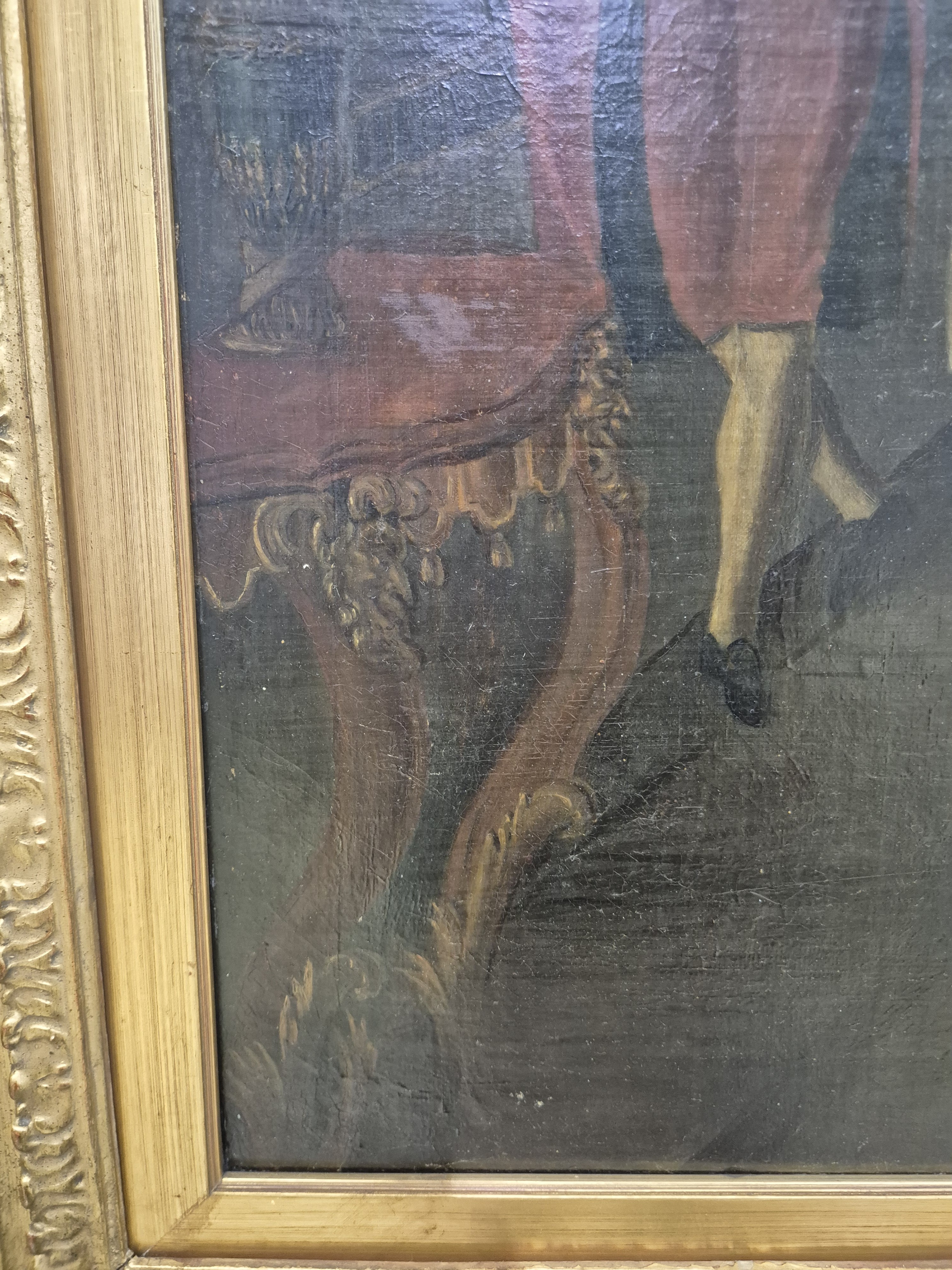 Detail h: Unbekannter Künstler der 2. Hälfte des 18.Jh. , Hauskonzert, Familienoberhaupt am Cembalo, die Damen beim Gesang, Haartracht und Kleidung des ...