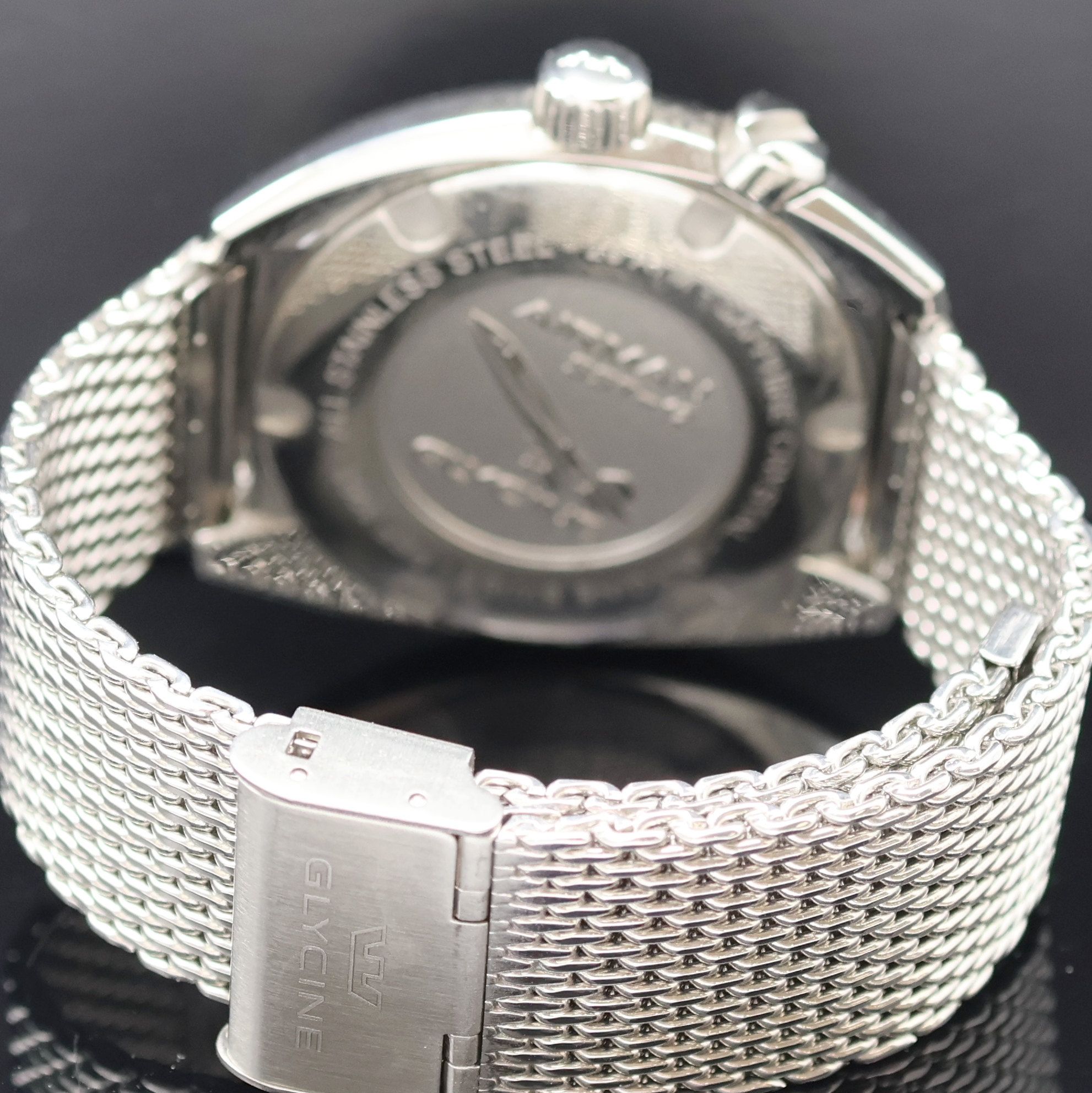 Detail c: GLYCINE Airman GMT Herrenarmbanduhr Referenz 3903, Schweiz um 2015, Automatik, Edelstahlgeh. inkl. orig. Stahlband, Boden u. Krone verschr., ...
