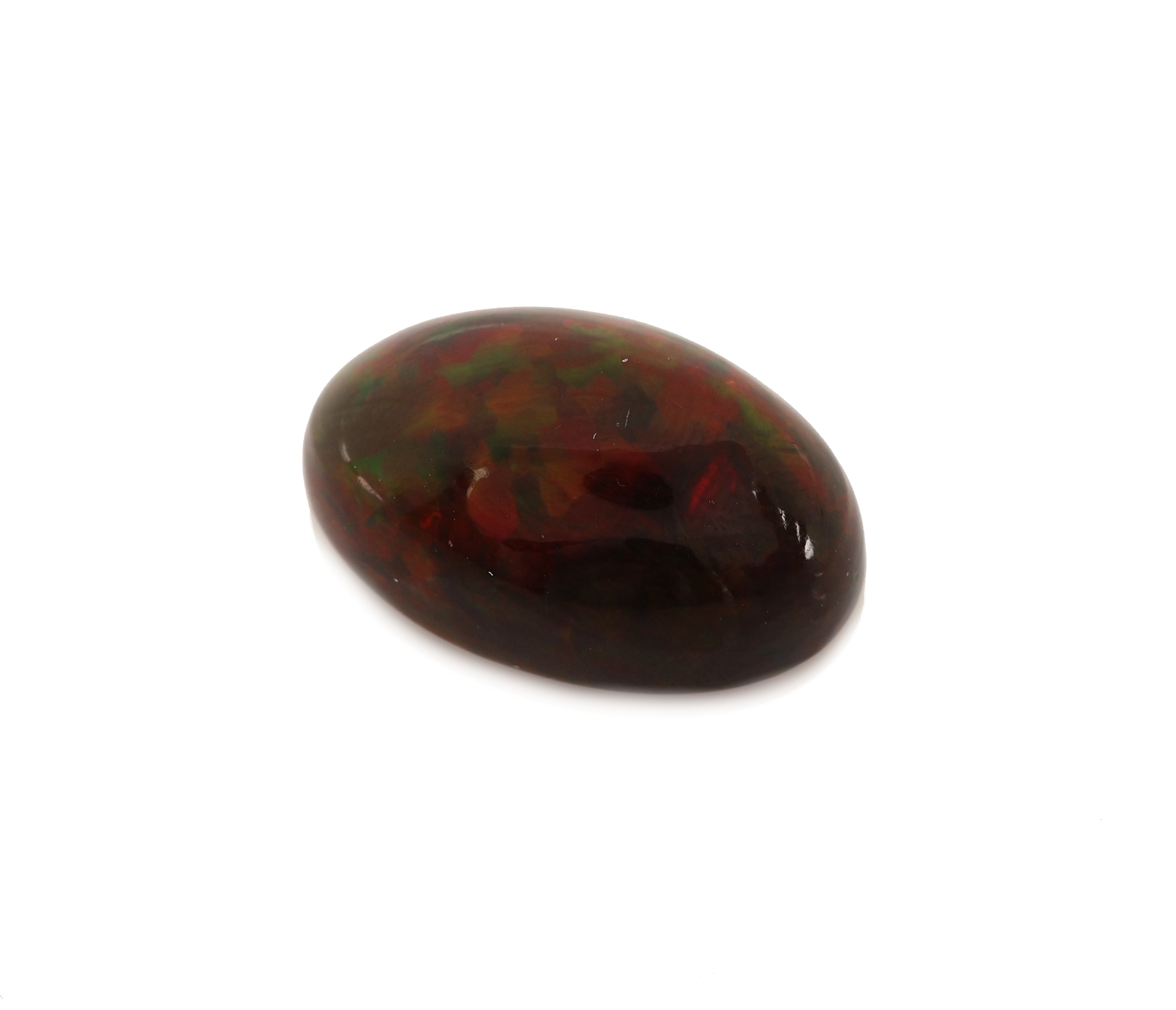 Image 27024006 - Loser Schwarzopal, ca. 11.8 ct, ovaler Cabochon, intensives Farbspiel in rot, grün und ...
