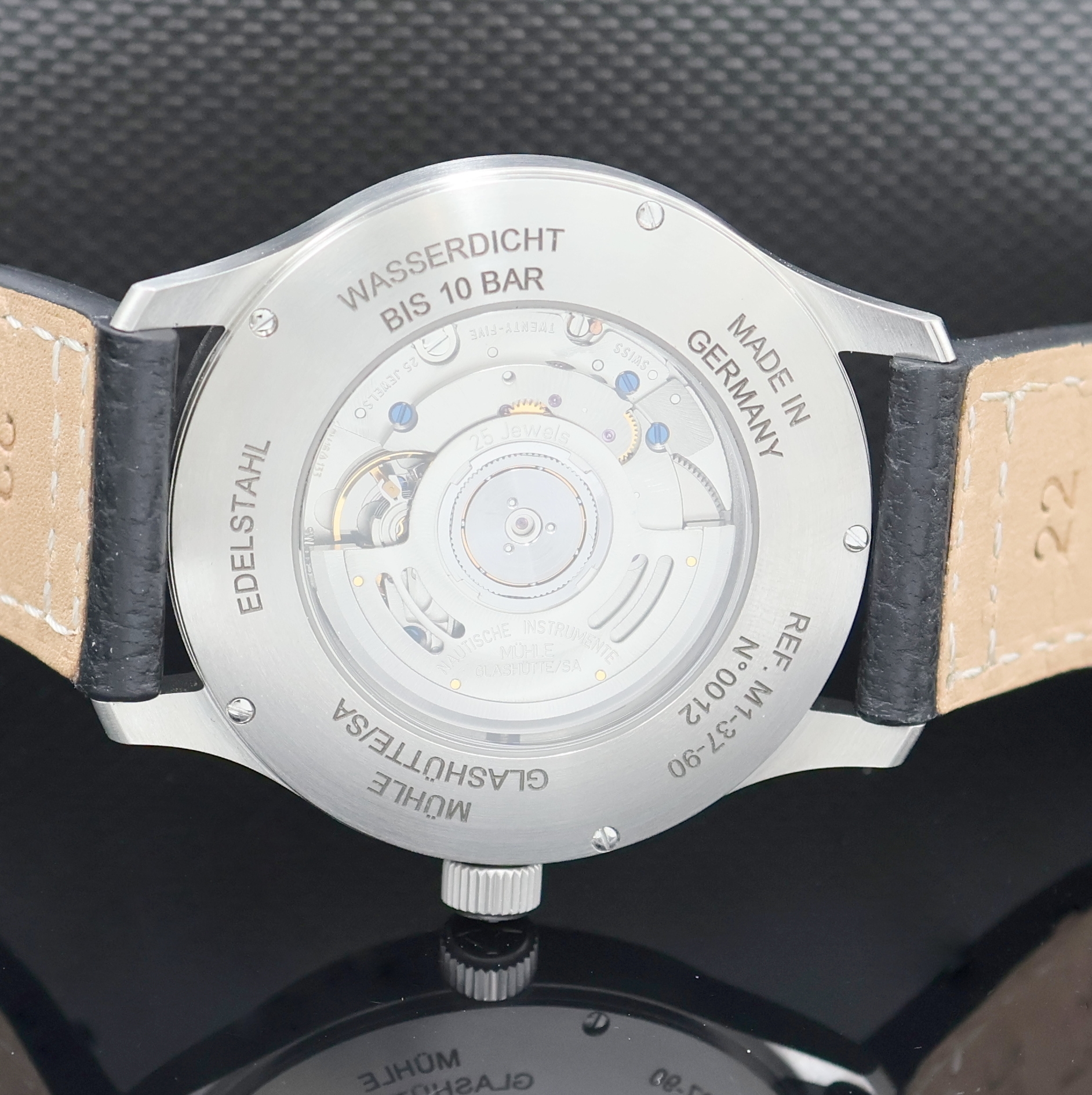 Detail f: NAUTISCHE INSTRUMENTE MÜHLE GLASHÜTTE Herrenarmbanduhr Referenz M1-37-90, Deutschland um 2015, Automatik, beids. vergl. Edelstahlgeh. inkl. orig. ...