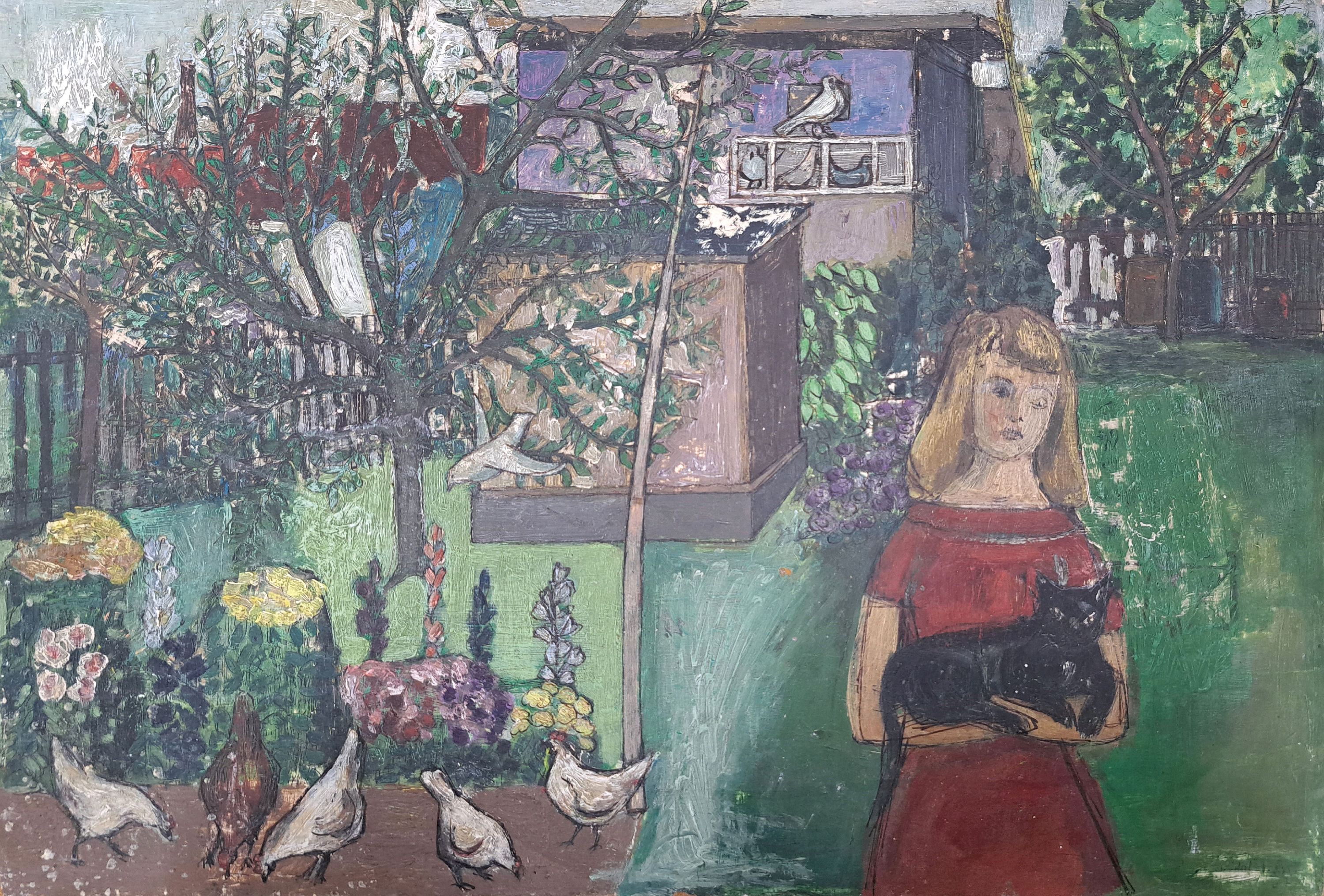 Detail m: Drei Arbeiten von Charlotte Rödel-Voss, Komposition mit Schachtelhalm-Gewächsen, Öl/Platte, ca. 28x53 cm, Frau mit Säbel, Öl/Platte, ca. 43x35 ...