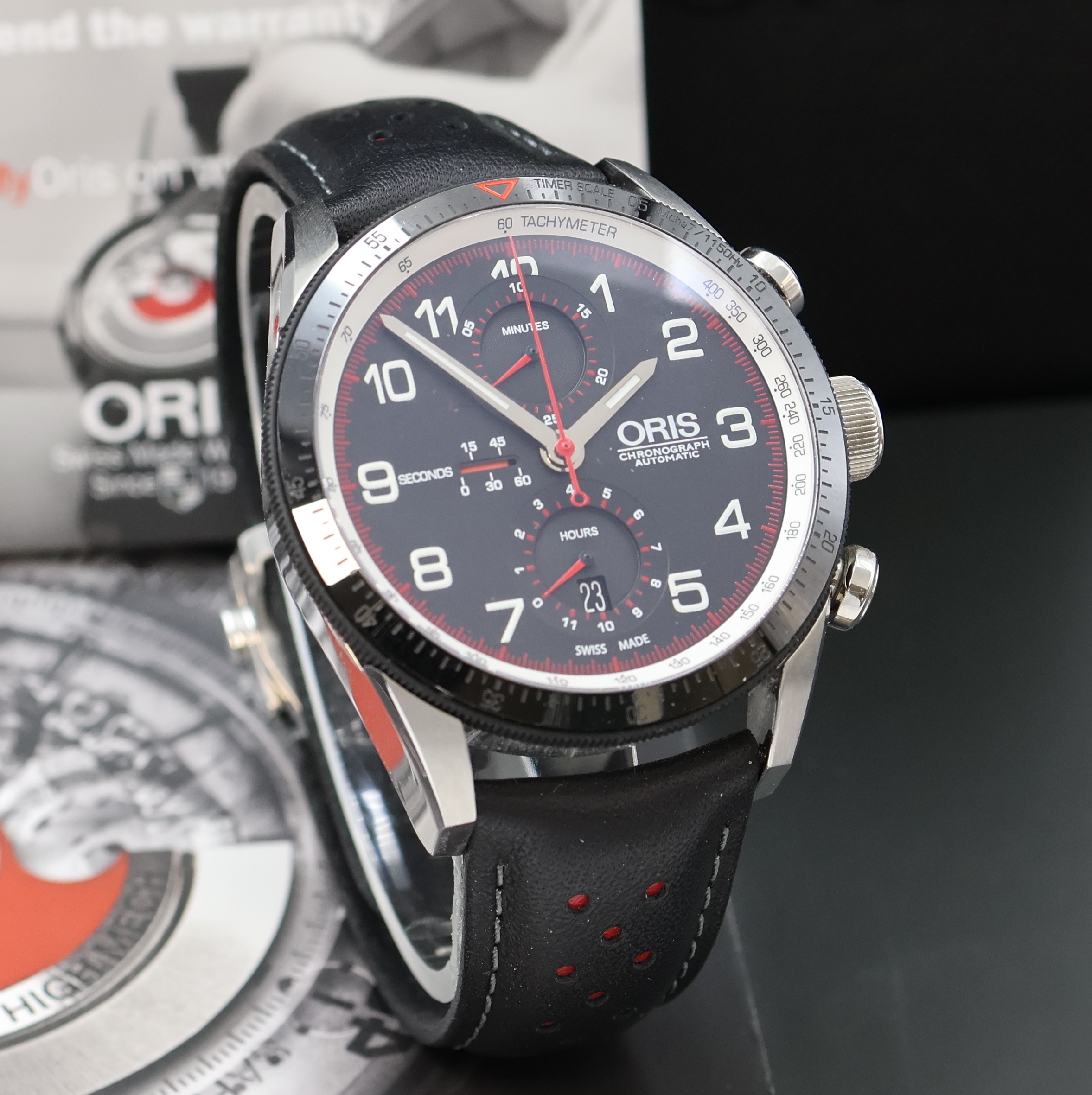 Detail b: ORIS auf 1000 Stück limitierter Herrenchronograph Modell Calobra Referenz 7661-84, Schweiz um 2010, Automatik, Edelstahlgeh. inkl. orig. Lederband ...