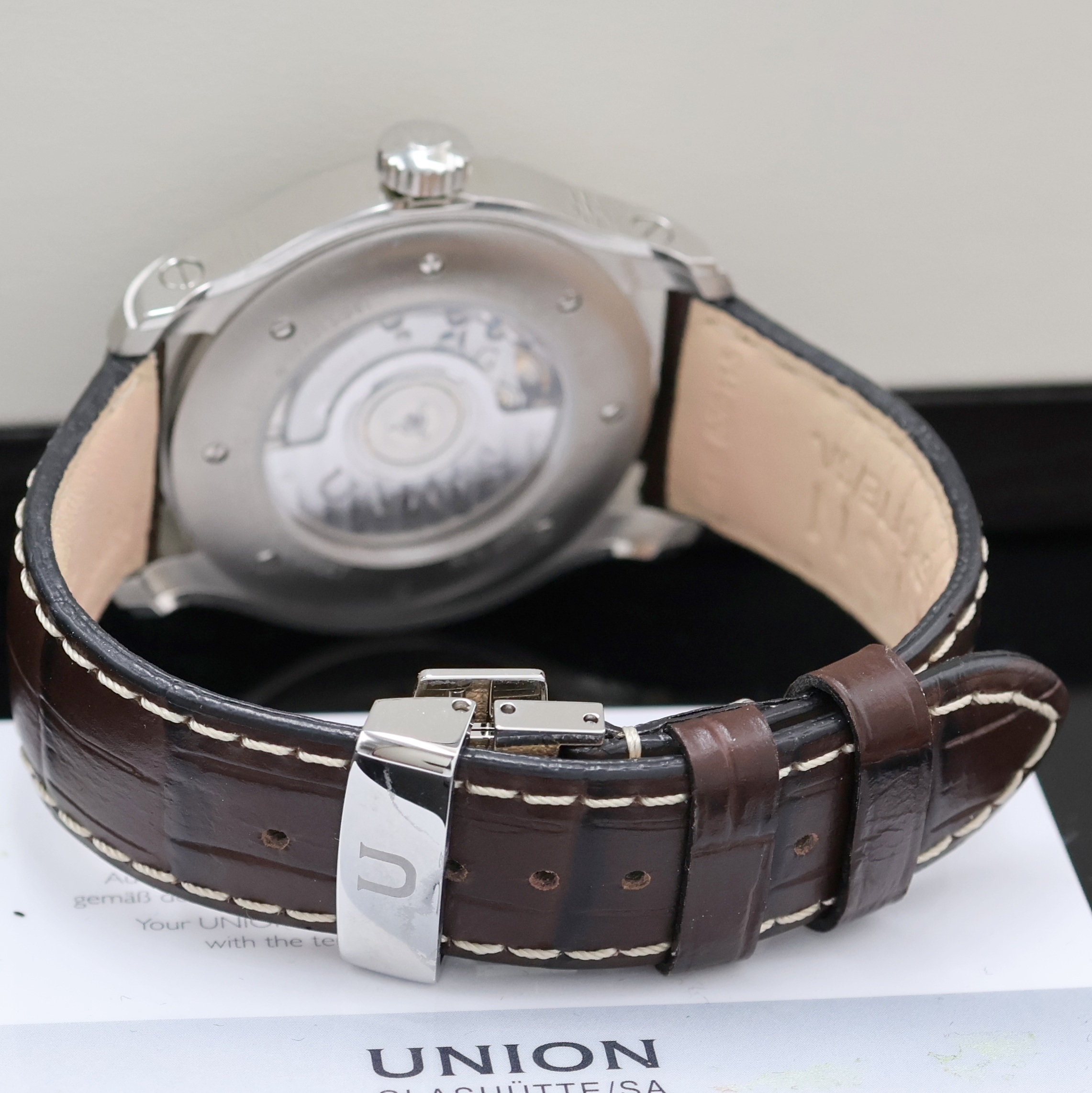 Detail c: UNION GLASHÜTTE Belisar Herrenarmbanduhr Referenz D002.426, Deutschland verk. lt. beil. Garantie 02/2012, Automatik, beids. vergl. Geh. in Stahl ...
