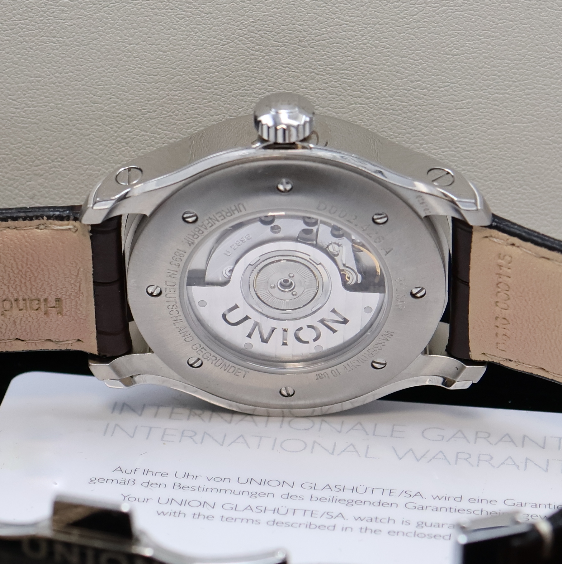 Detail e: UNION GLASHÜTTE Belisar Herrenarmbanduhr Referenz D002.426, Deutschland verk. lt. beil. Garantie 02/2012, Automatik, beids. vergl. Geh. in Stahl ...