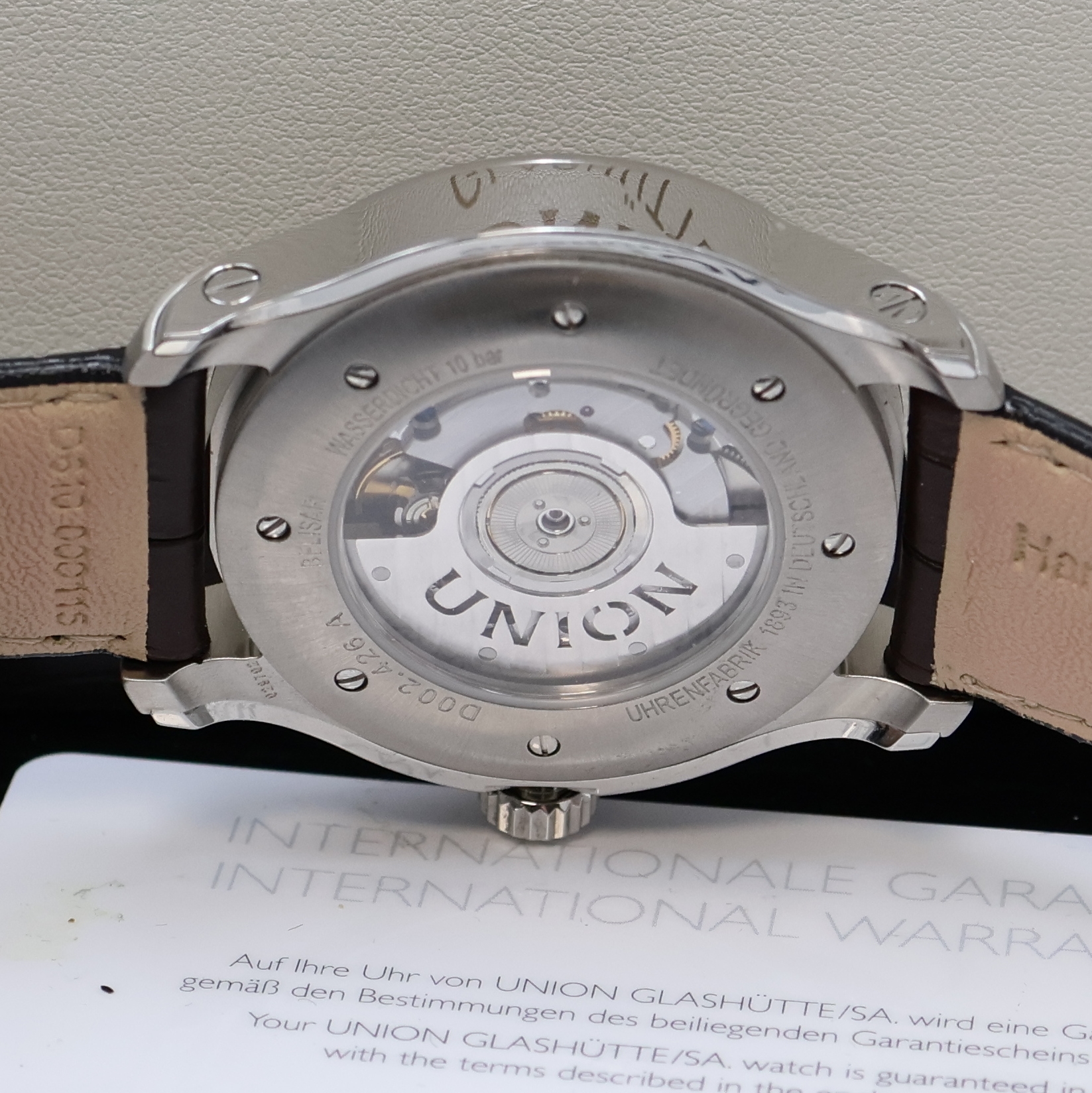 Detail f: UNION GLASHÜTTE Belisar Herrenarmbanduhr Referenz D002.426, Deutschland verk. lt. beil. Garantie 02/2012, Automatik, beids. vergl. Geh. in Stahl ...