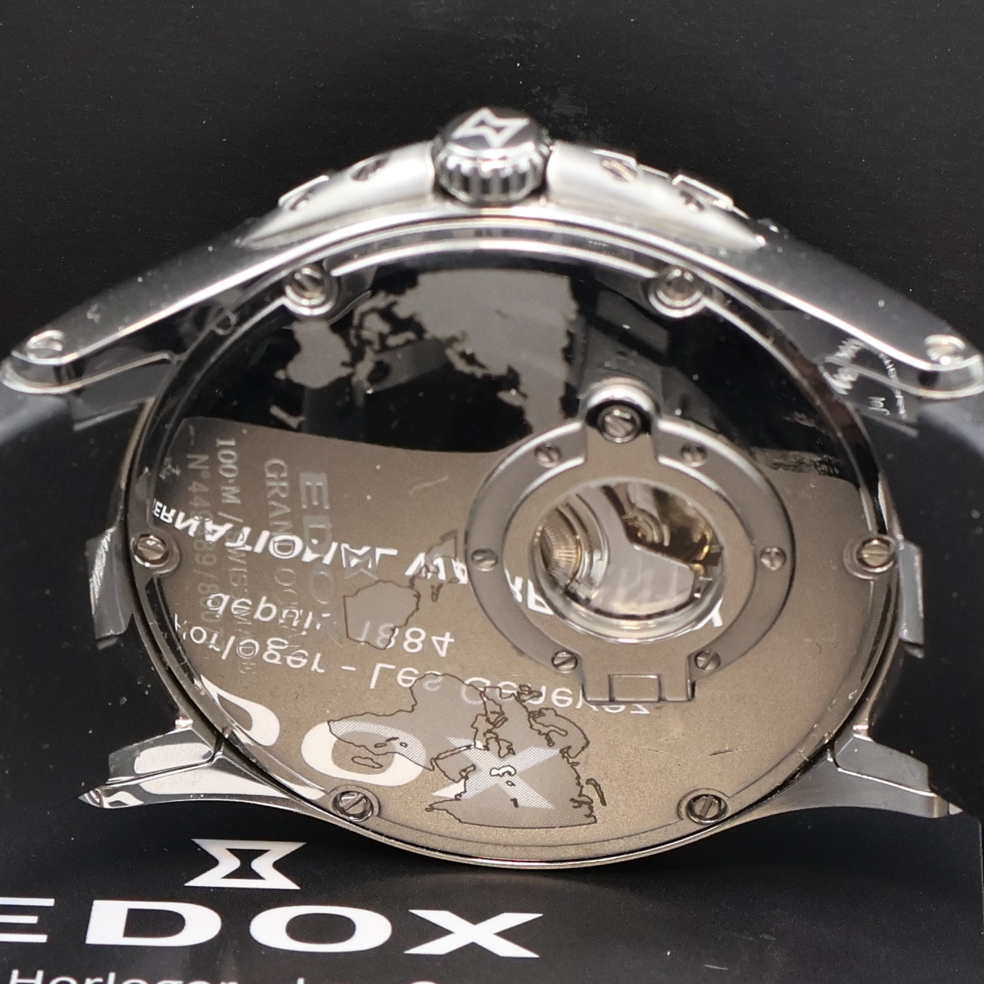Detail d: EDOX Grand Ocean Chronometer Herrenarmbanduhr Referenz 80077, Schweiz verk. lt. beil. Garantiekarte 10/2013, Automatik, Edelstahlgeh. inkl. orig. ...