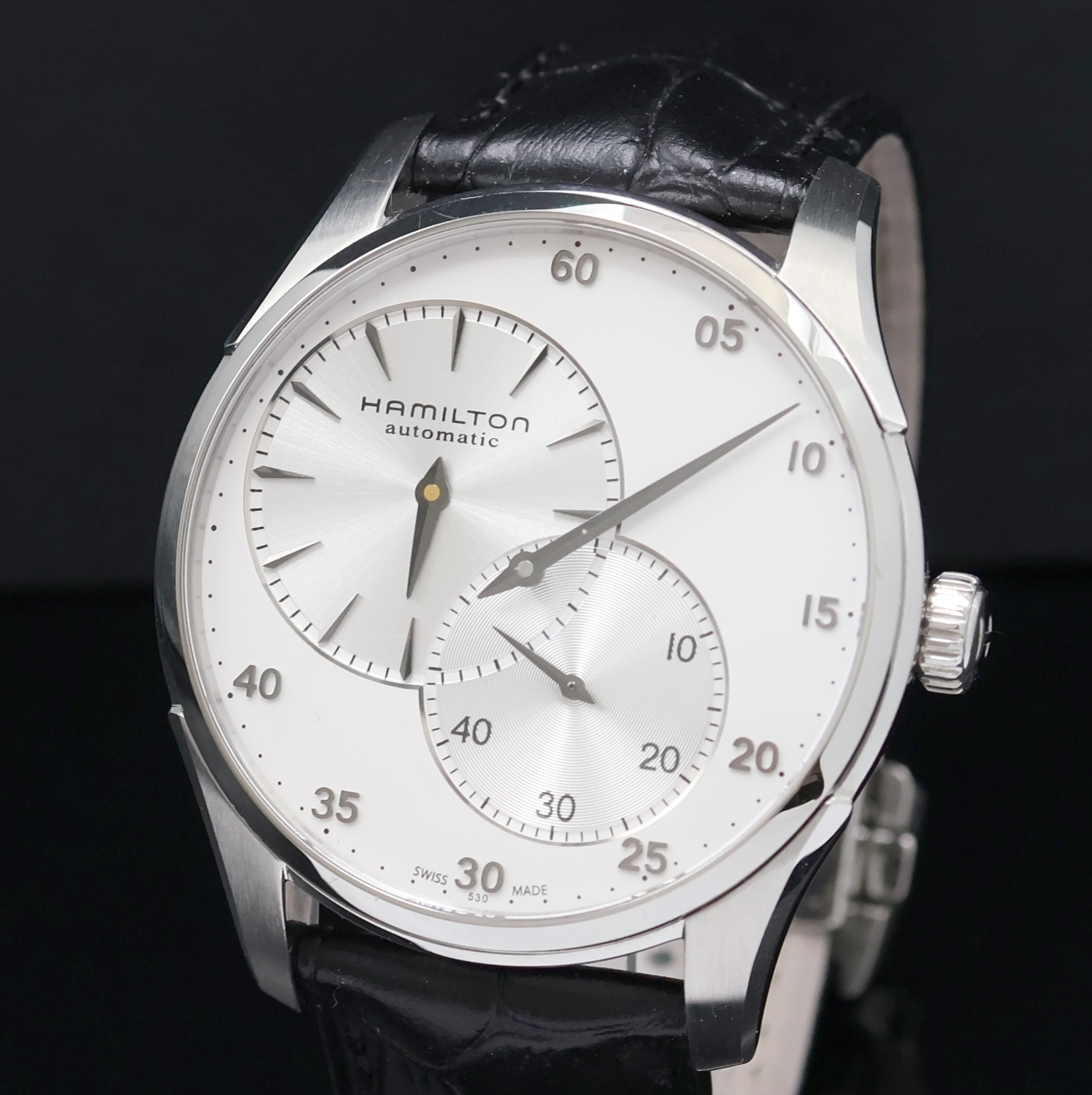 Detail a: HAMILTON Jazzmaster Regulateur Herrenarmbanduhr Referenz H426150, Schweiz um 2015, Automatik, beids. vergl. Stahlgeh. inkl. orig. Lederband m. ...