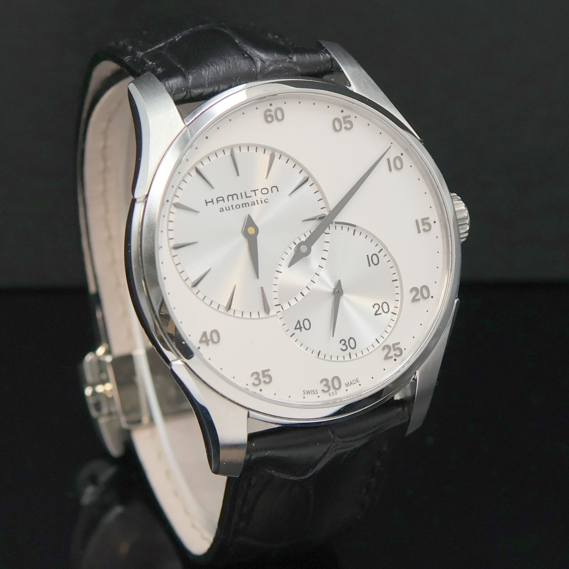 Detail b: HAMILTON Jazzmaster Regulateur Herrenarmbanduhr Referenz H426150, Schweiz um 2015, Automatik, beids. vergl. Stahlgeh. inkl. orig. Lederband m. ...