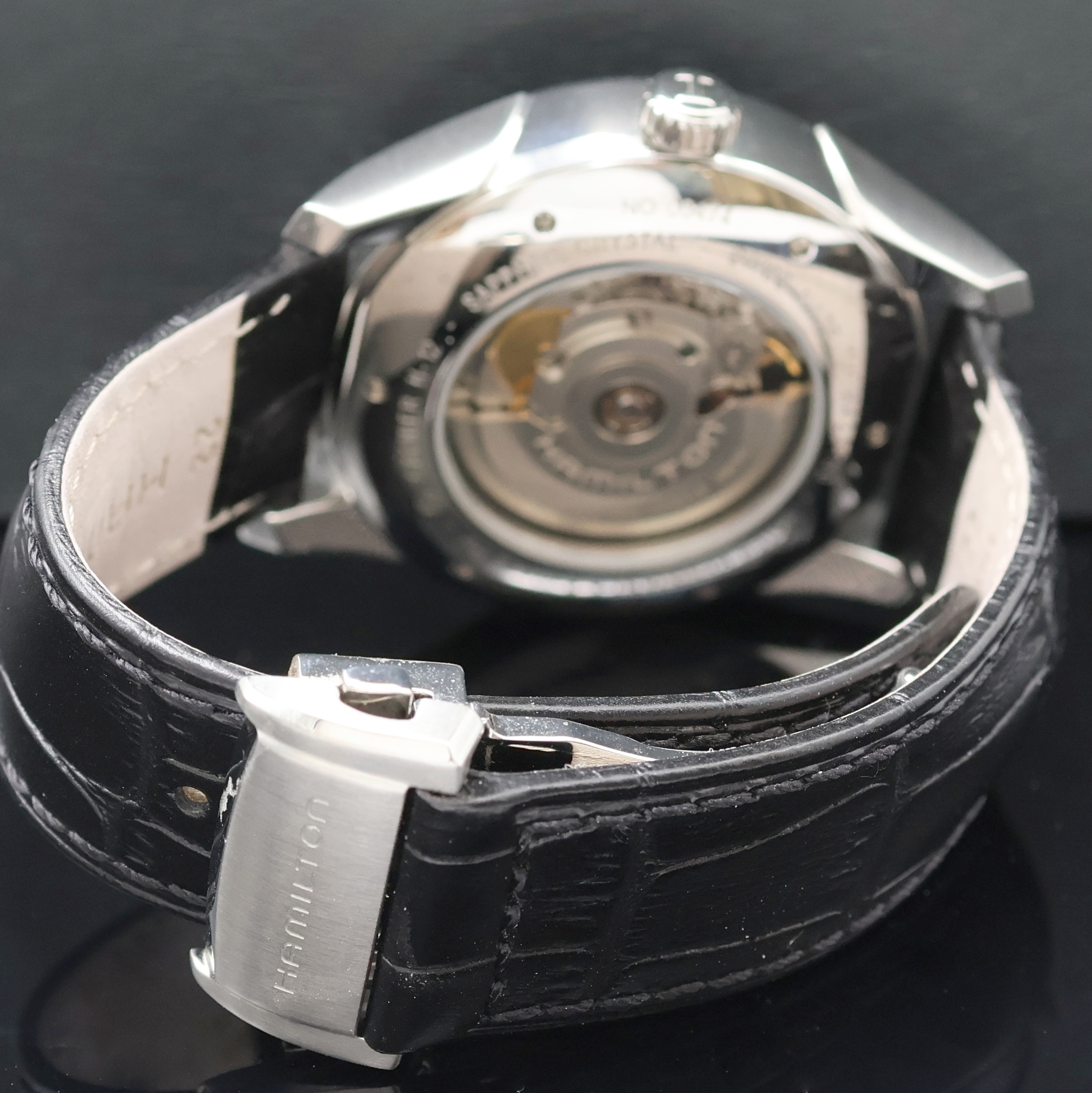 Detail c: HAMILTON Jazzmaster Regulateur Herrenarmbanduhr Referenz H426150, Schweiz um 2015, Automatik, beids. vergl. Stahlgeh. inkl. orig. Lederband m. ...