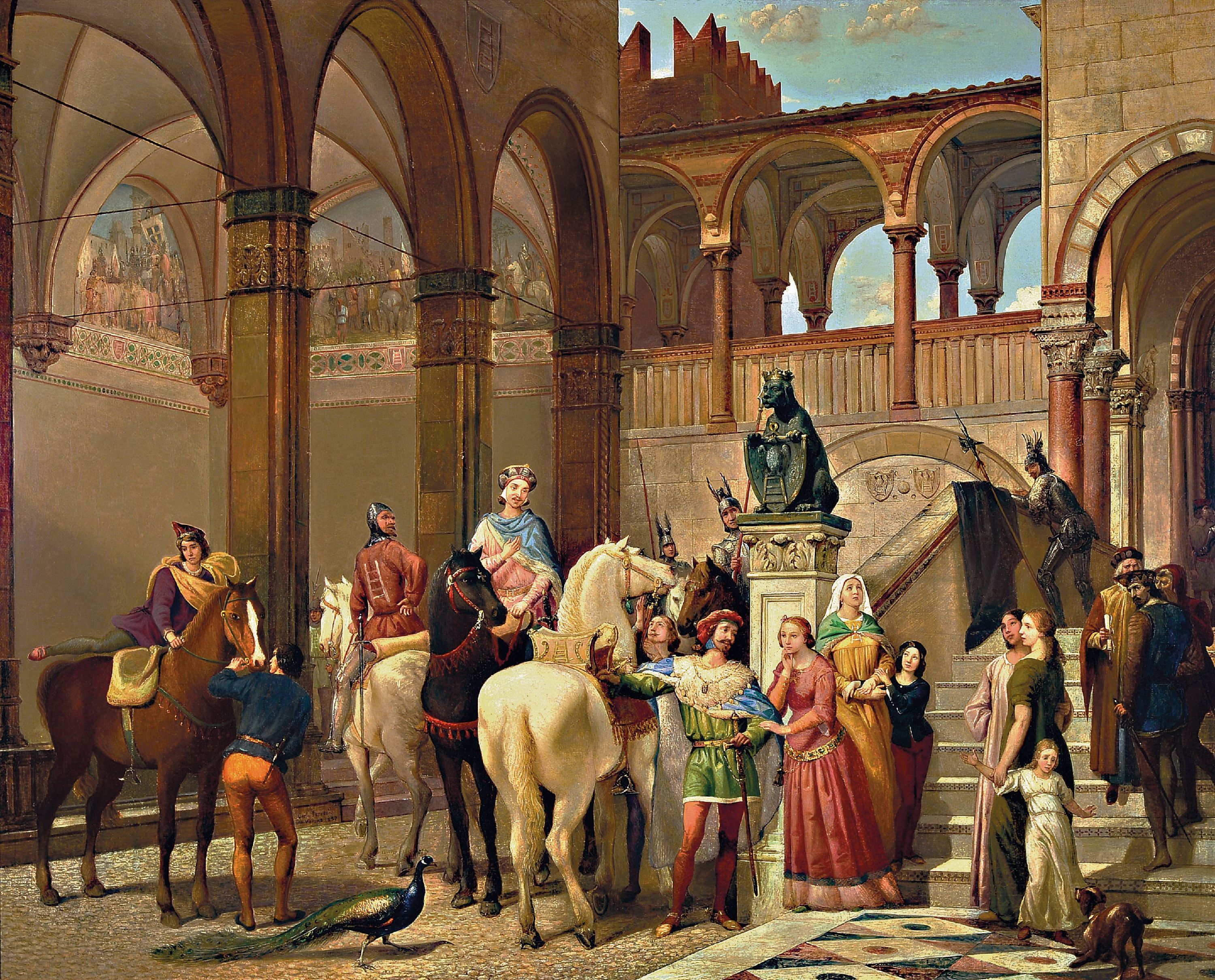 Image 27024055 - Carlo Ferrari gen. Il Ferrarin, 1813 Verona -1871, Historiengemälde mit Szene der ...