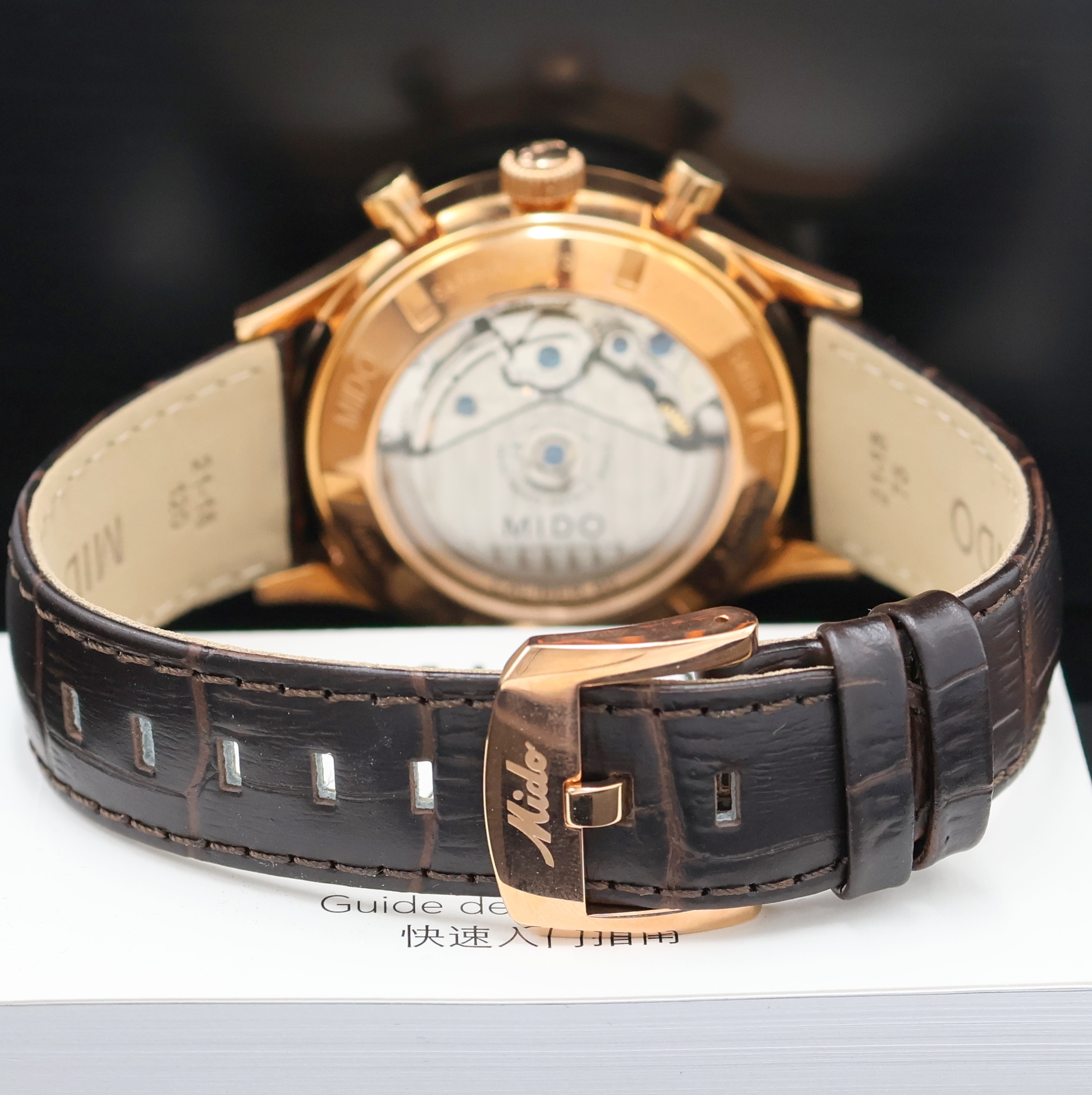 Detail c: MIDO Multifort vergoldeter Armbandchronograph Referenz M040427A, Schweiz verk. lt. beil. Pap. 07/2021, Automatik, beids. vergl. Geh., Boden u. Krone ...