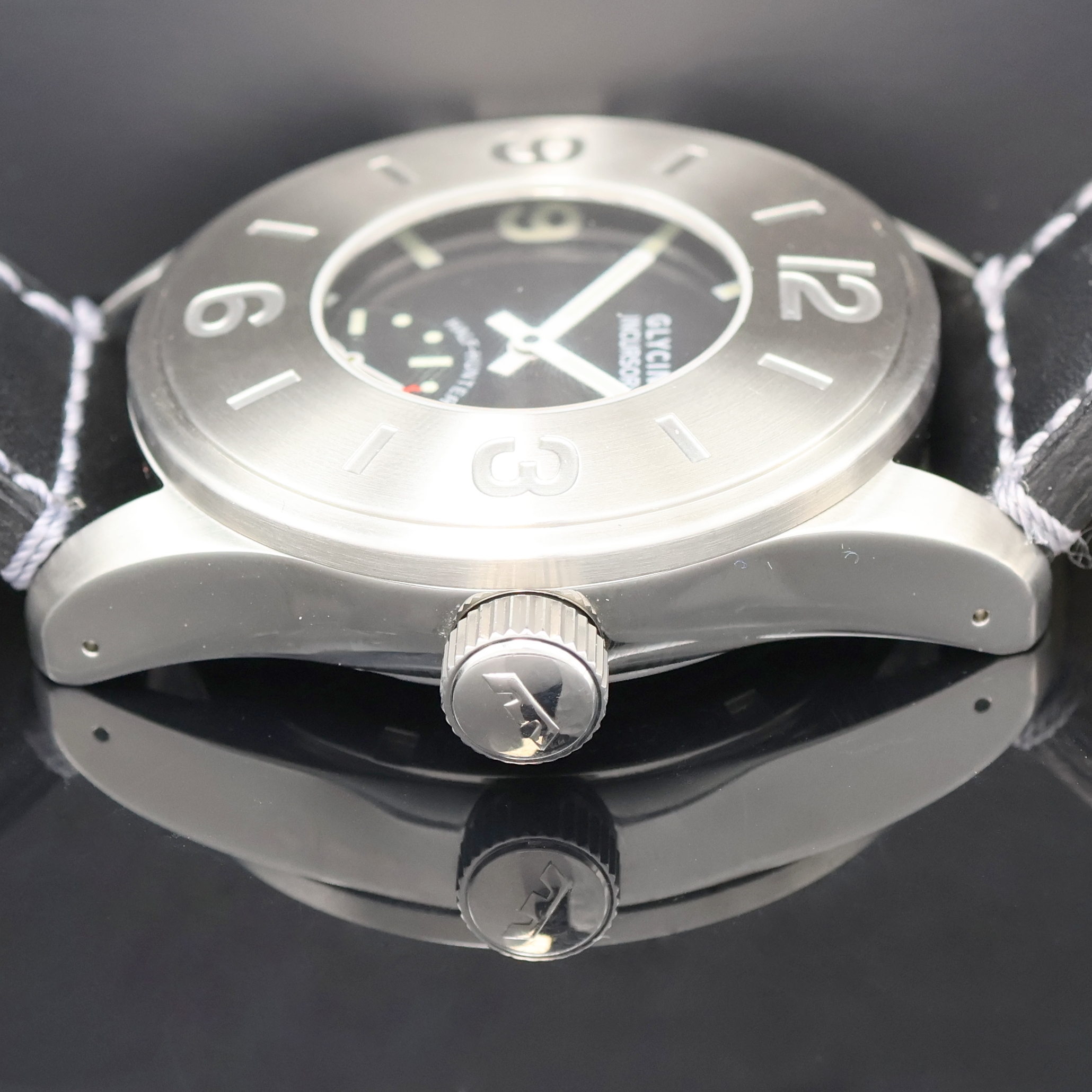 Detail f: GLYCINE Incursore Half Hunter auf 999 Stück limitierte Armbanduhr Referenz 3843, Schweiz um 2010, Handaufzug, beids. vergl. Edelstahlgeh., orig. ...