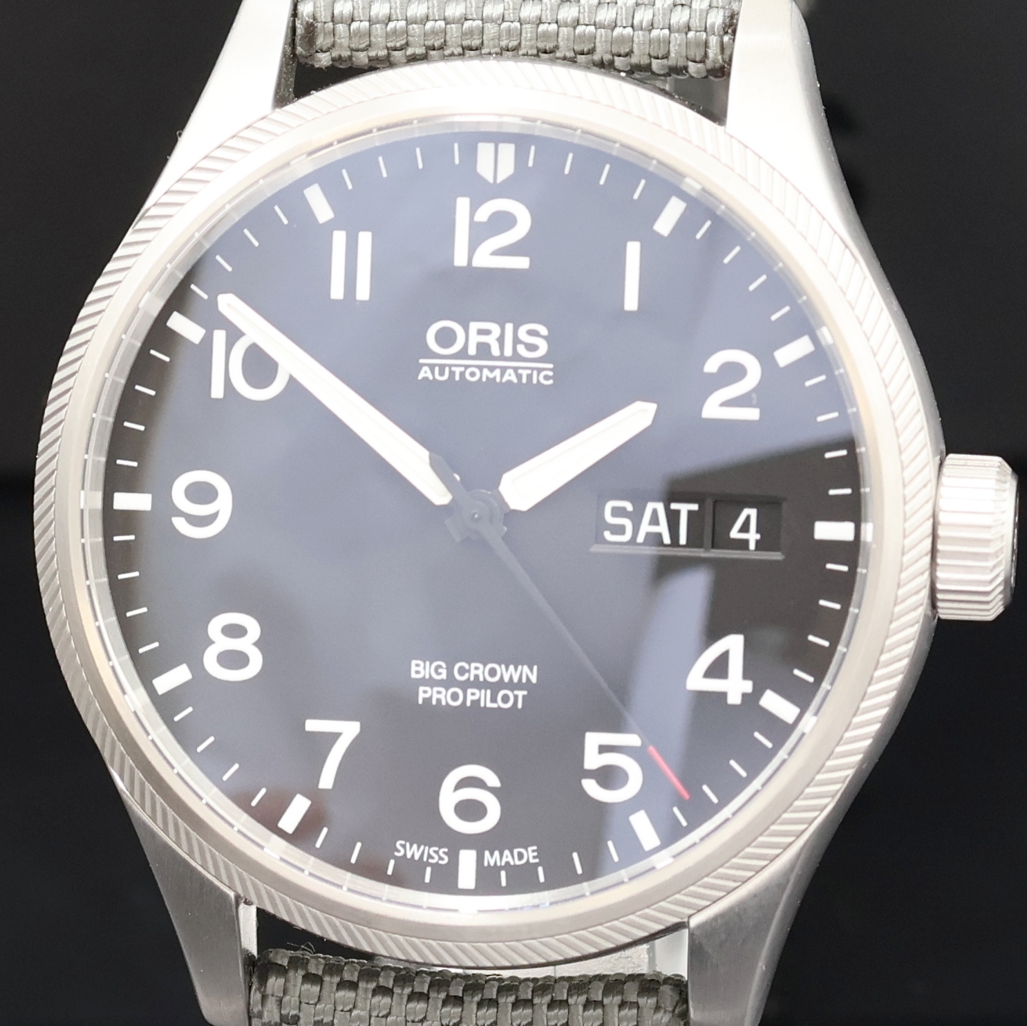 Detail a: ORIS Big Crown Pro Pilot Herrenarmbanduhr Referenz 7698, Schweiz verk. lt. beil. Garantie 09/2017, Automatik, Edelstahlgeh. inkl. orig. Textilband m. ...