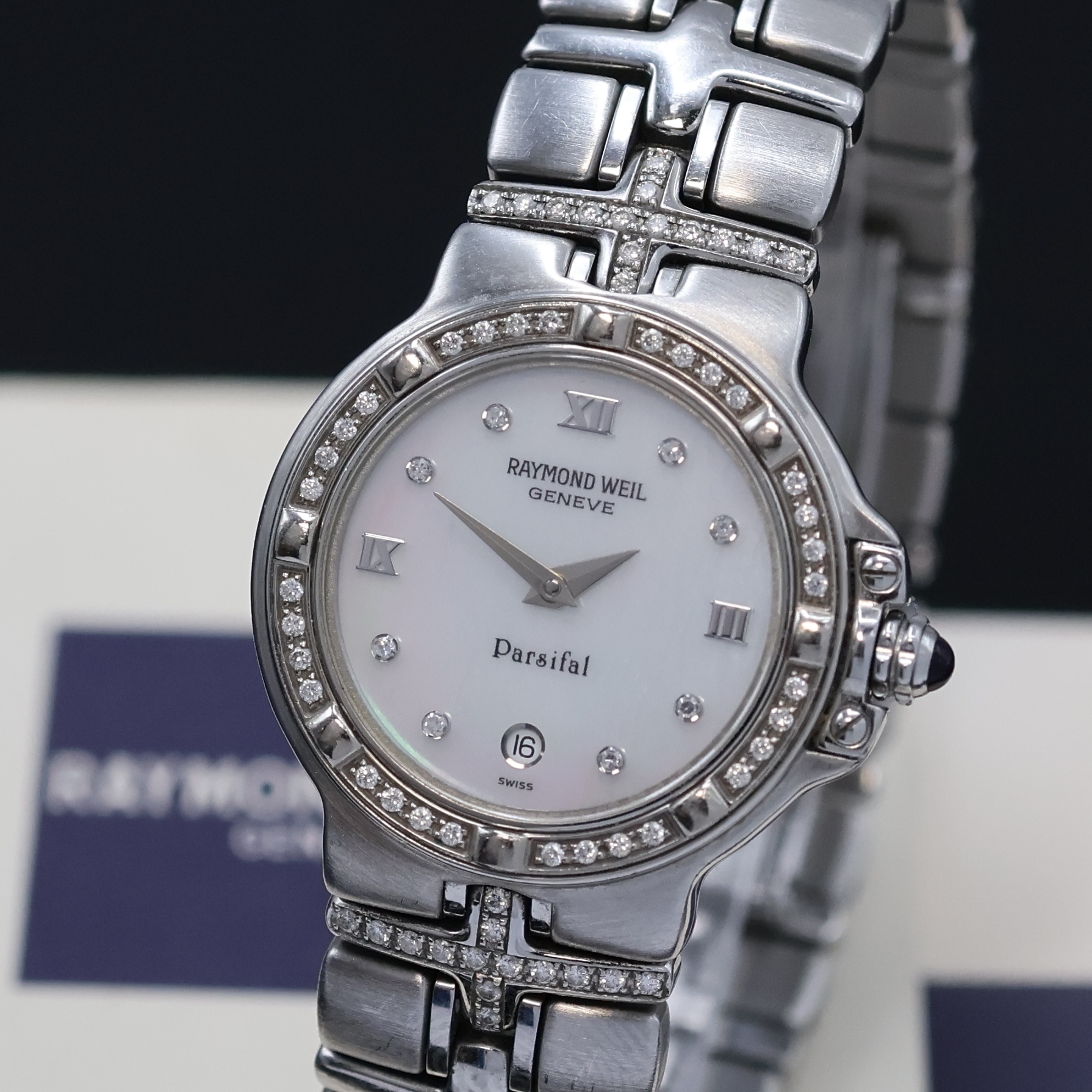 Detail a: RAYMOND WEIL Geneve Parsifal Armbanduhr Referenz 9995, Schweiz verk. lt. beil. Pap. 09/1998, quarz, Edelstahlgeh. inkl. Gliederband m. dopp. ...