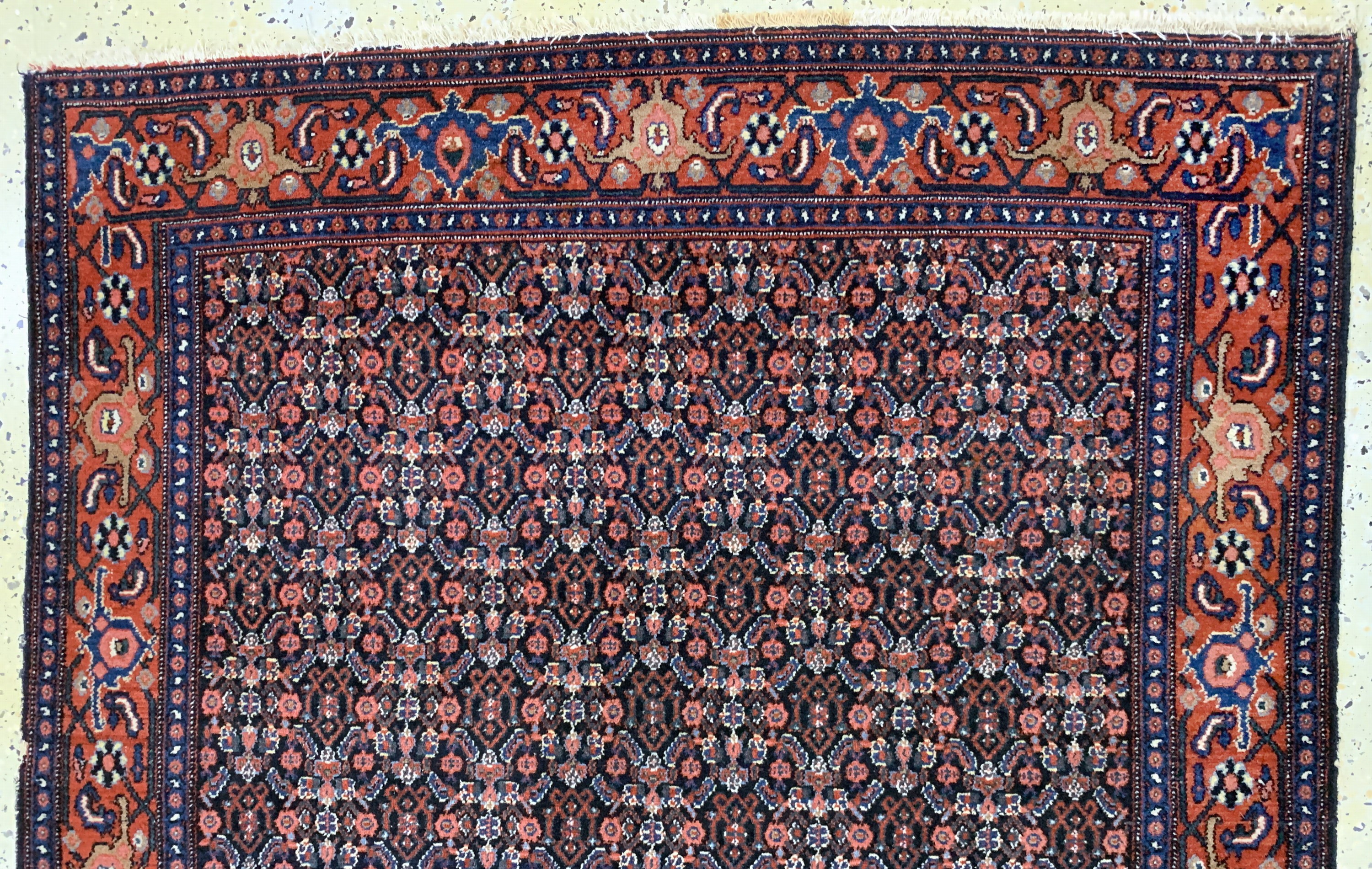 Detail a: Senneh antik, Persien, um 1900, Wolle auf Baumwolle, ca. 206 x 132 cm, EHZ: 2, (leicht beschädigt)