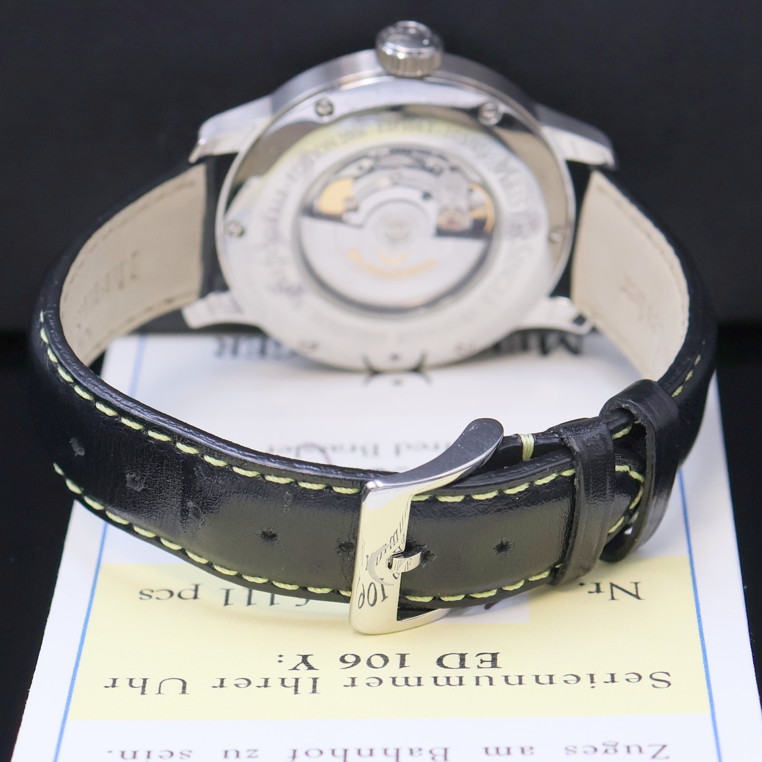 Detail c: MEISTERSINGER Edition 2006 auf 111 Stück limitierte Armbanduhr, Schweiz verk. lt. beil. Zertifikat 01/2010, Automatik, beids. vergl. Stahlgeh. inkl. ...