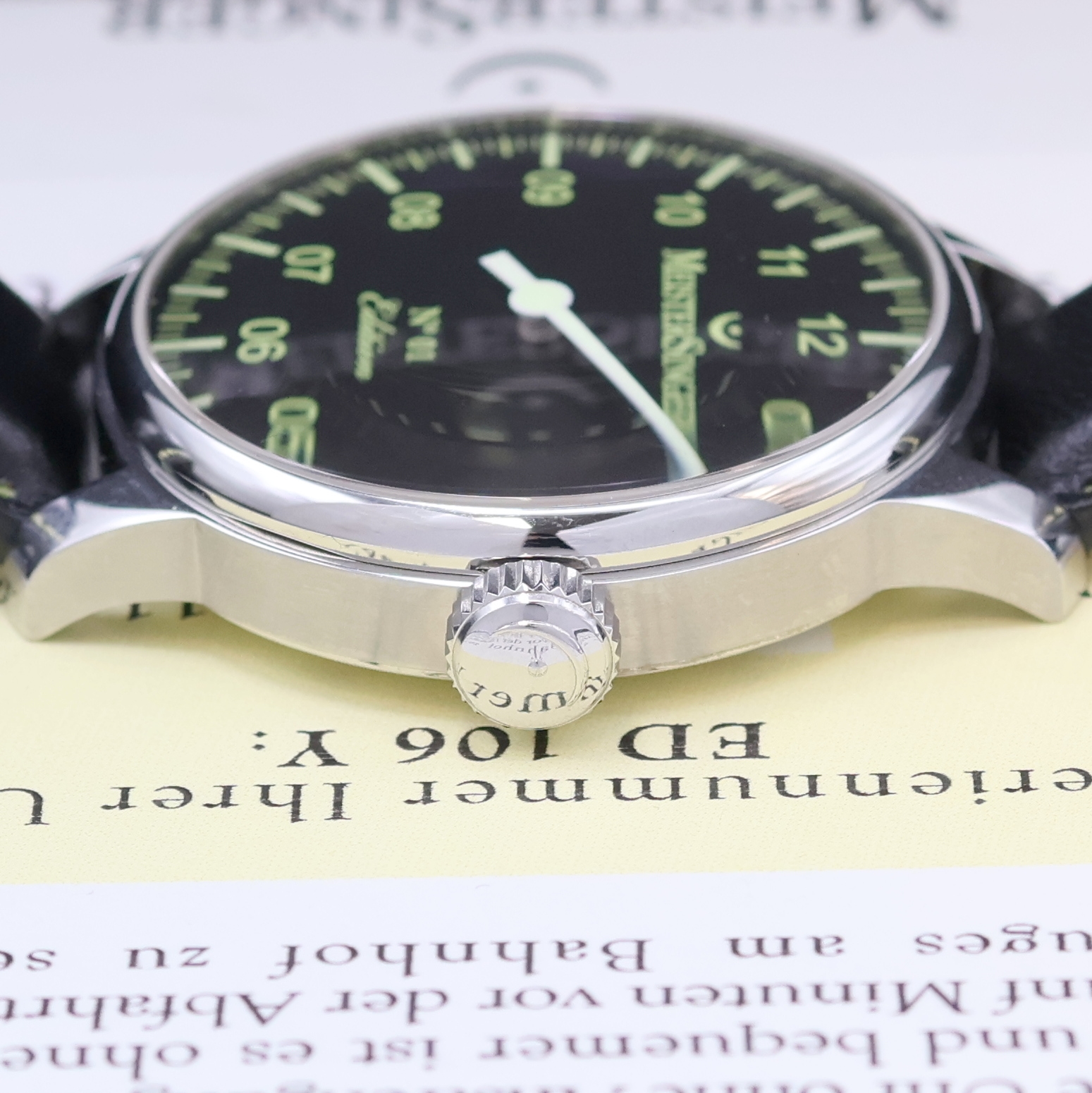 Detail d: MEISTERSINGER Edition 2006 auf 111 Stück limitierte Armbanduhr, Schweiz verk. lt. beil. Zertifikat 01/2010, Automatik, beids. vergl. Stahlgeh. inkl. ...