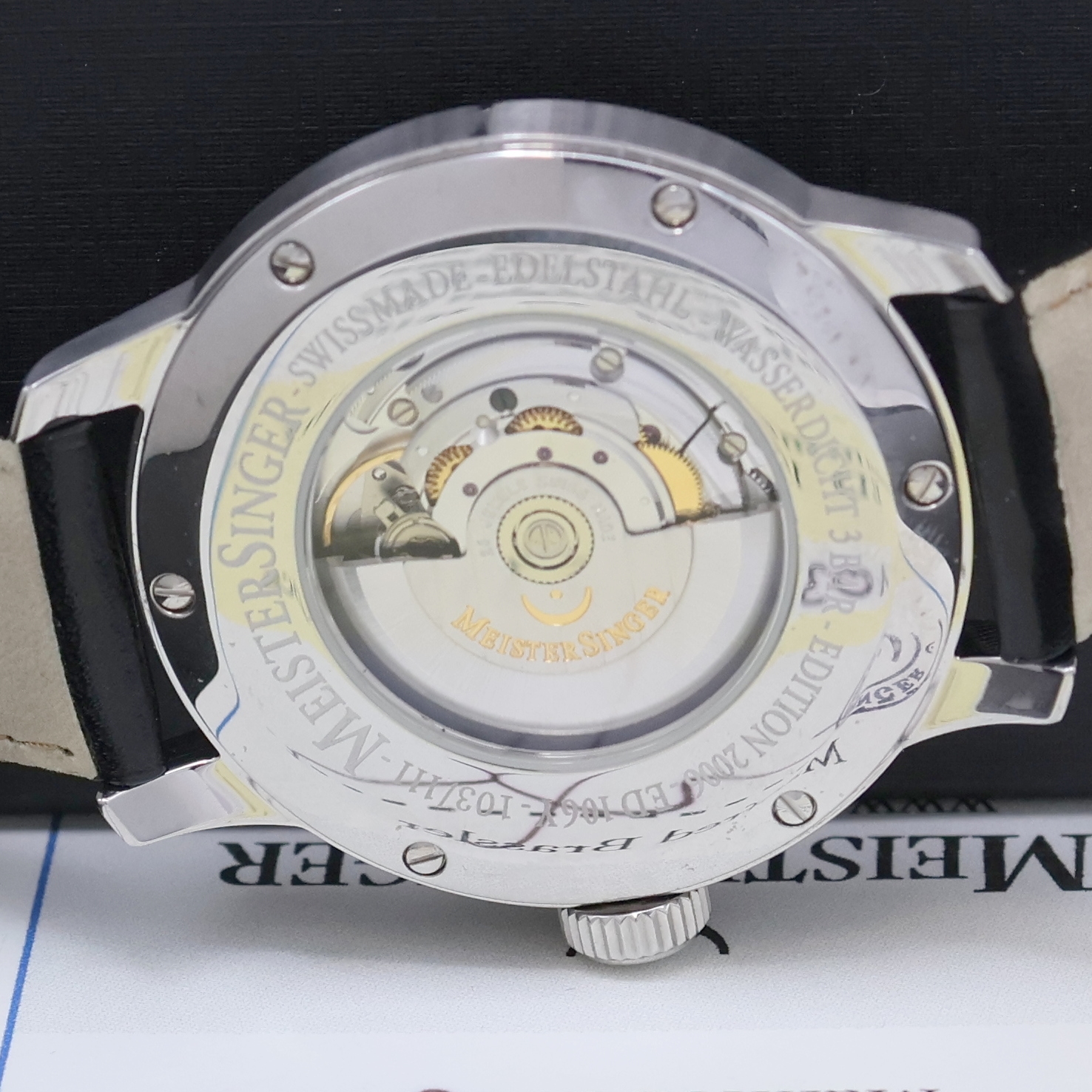 Detail f: MEISTERSINGER Edition 2006 auf 111 Stück limitierte Armbanduhr, Schweiz verk. lt. beil. Zertifikat 01/2010, Automatik, beids. vergl. Stahlgeh. inkl. ...