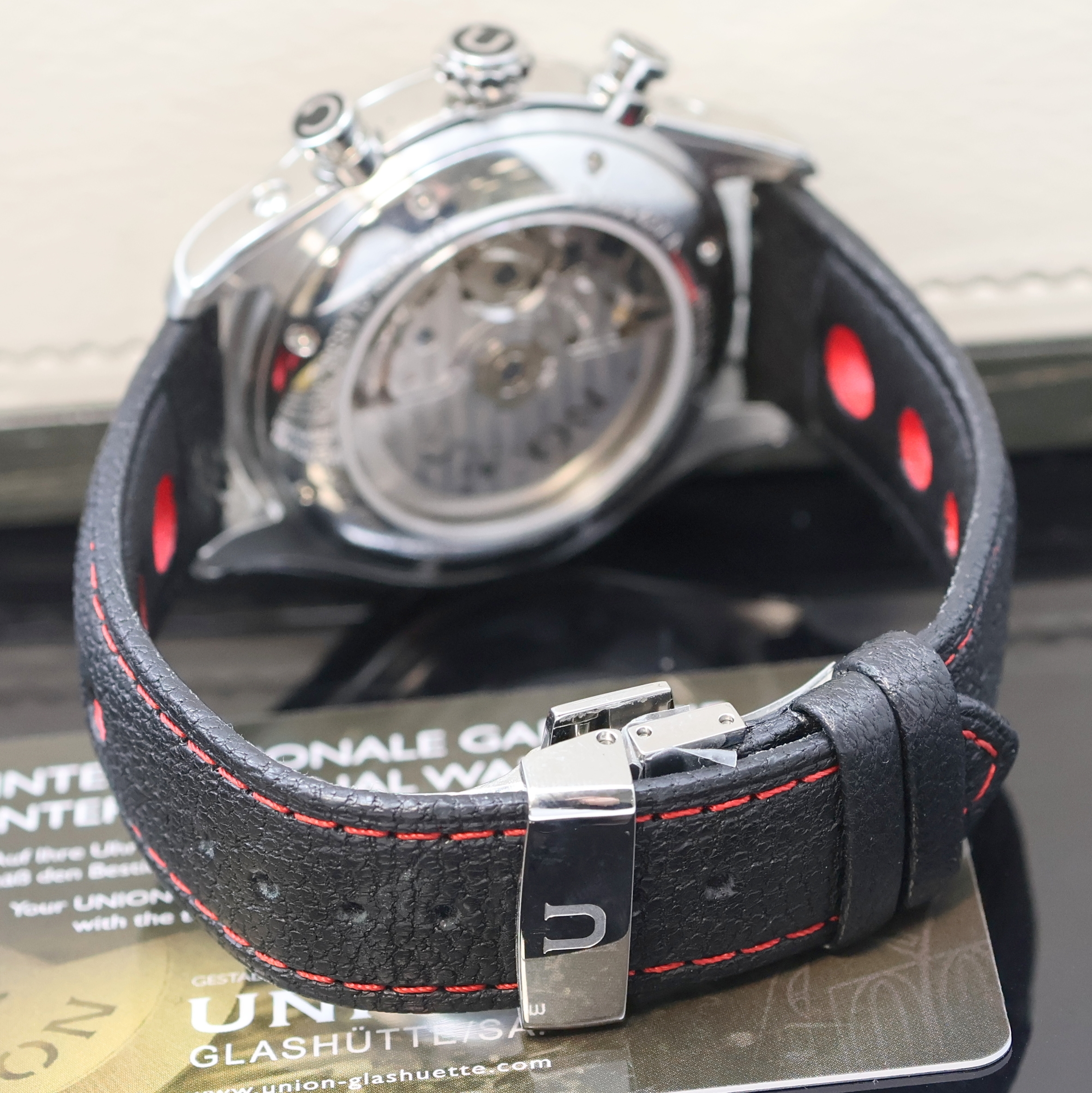 Detail c: UNION GLASHÜTTE Belisar auf 200 Stück limitierter Armbandchronograph Referenz D009.427, Deutschland um 2015, Automatik, beids. vergl. Geh. inkl. ...
